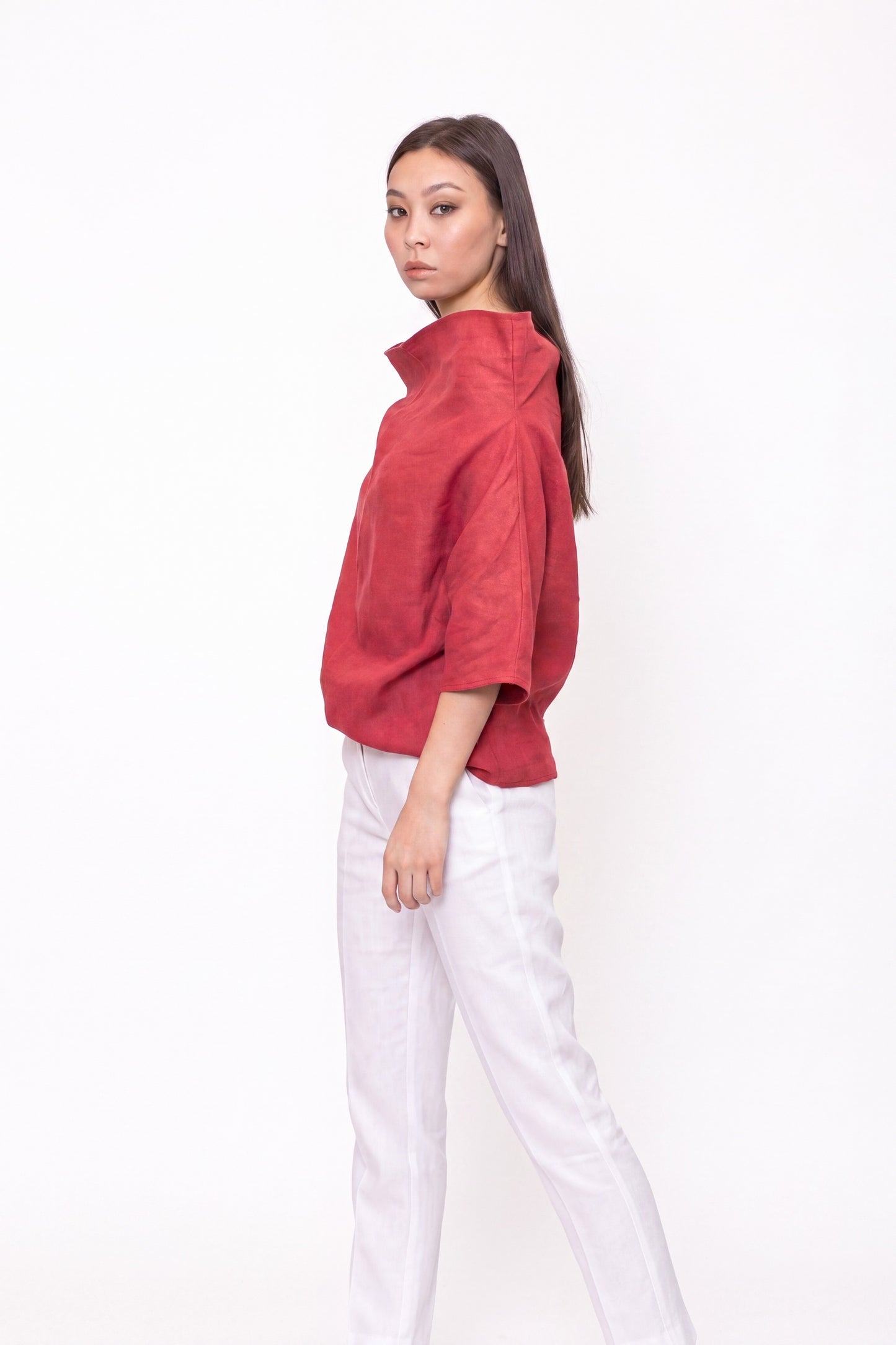 Red linen tunic