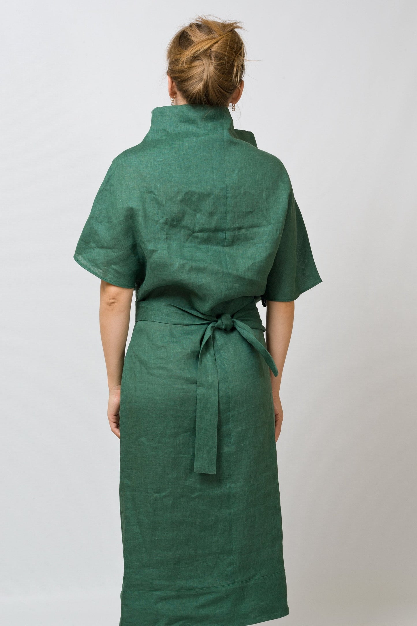 Green linen dress