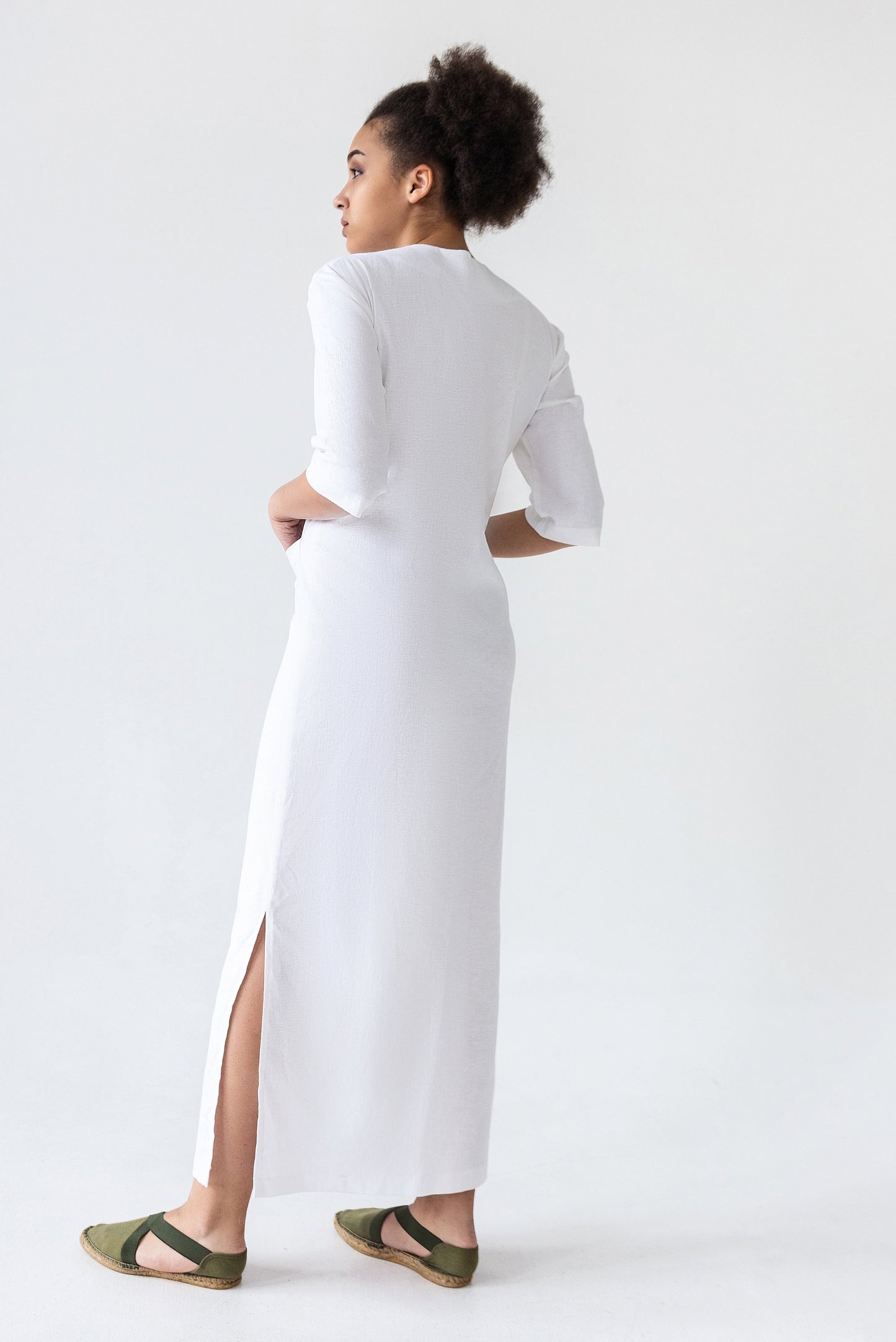 White linen maxi dress