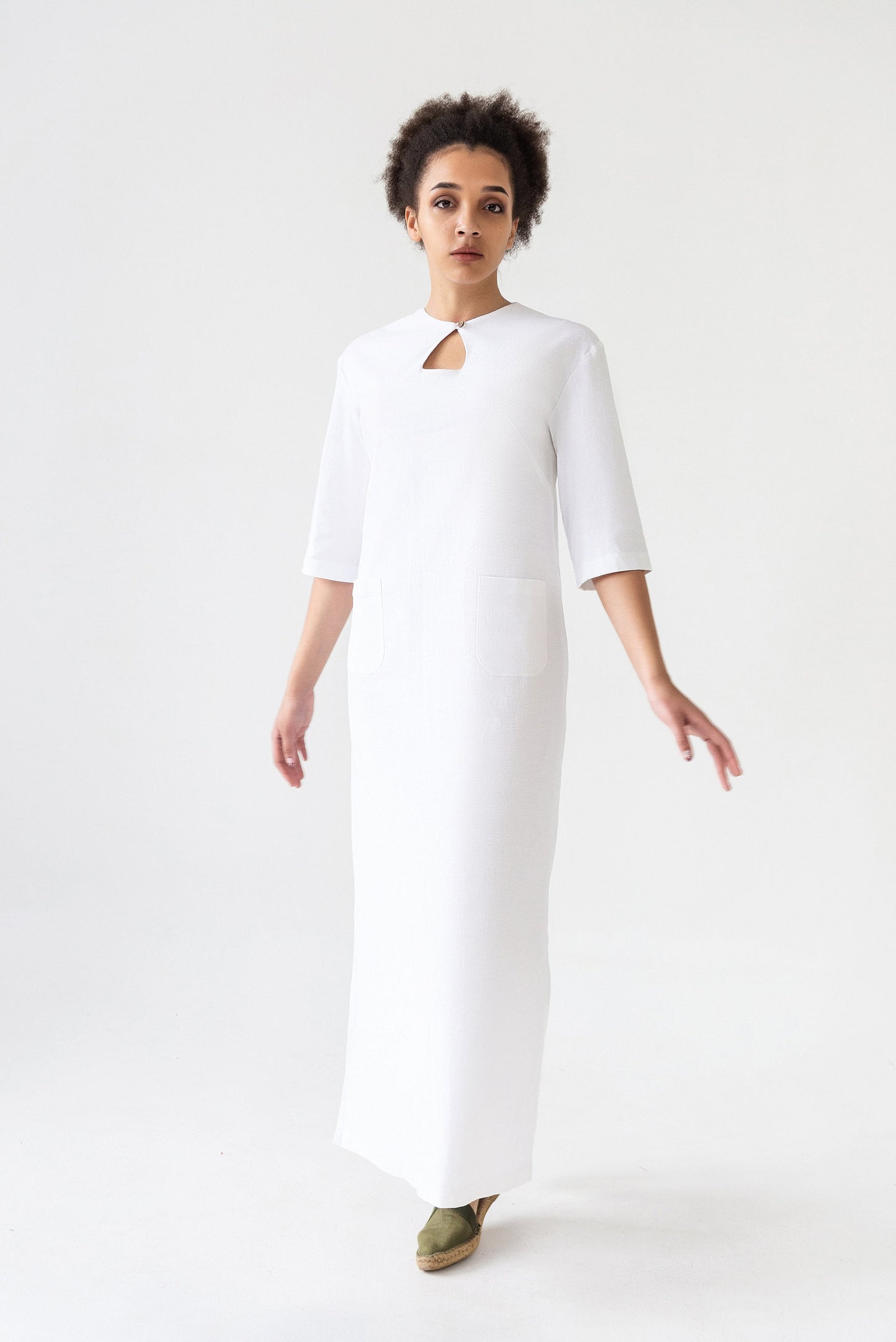 White linen maxi dress