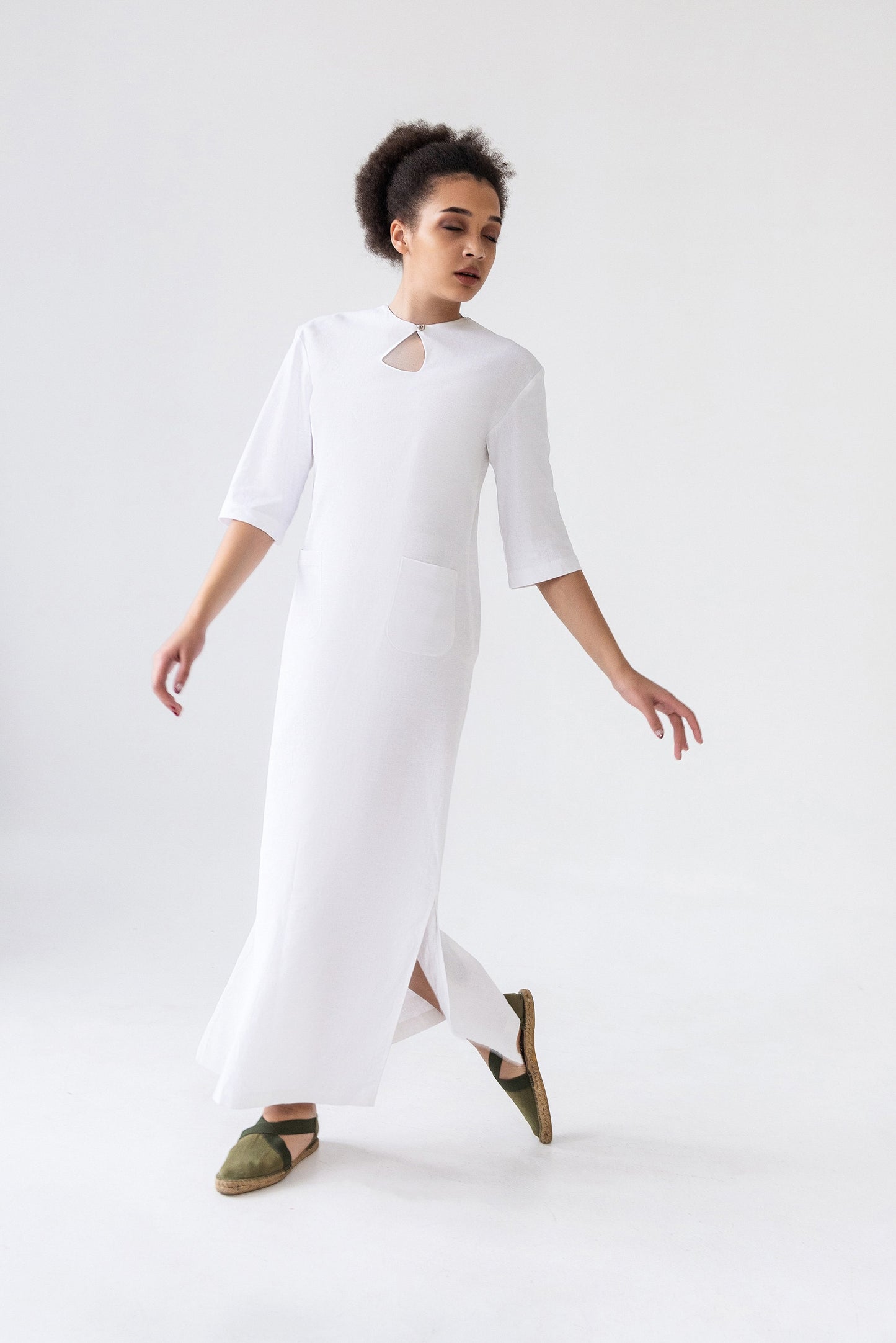 White linen maxi dress