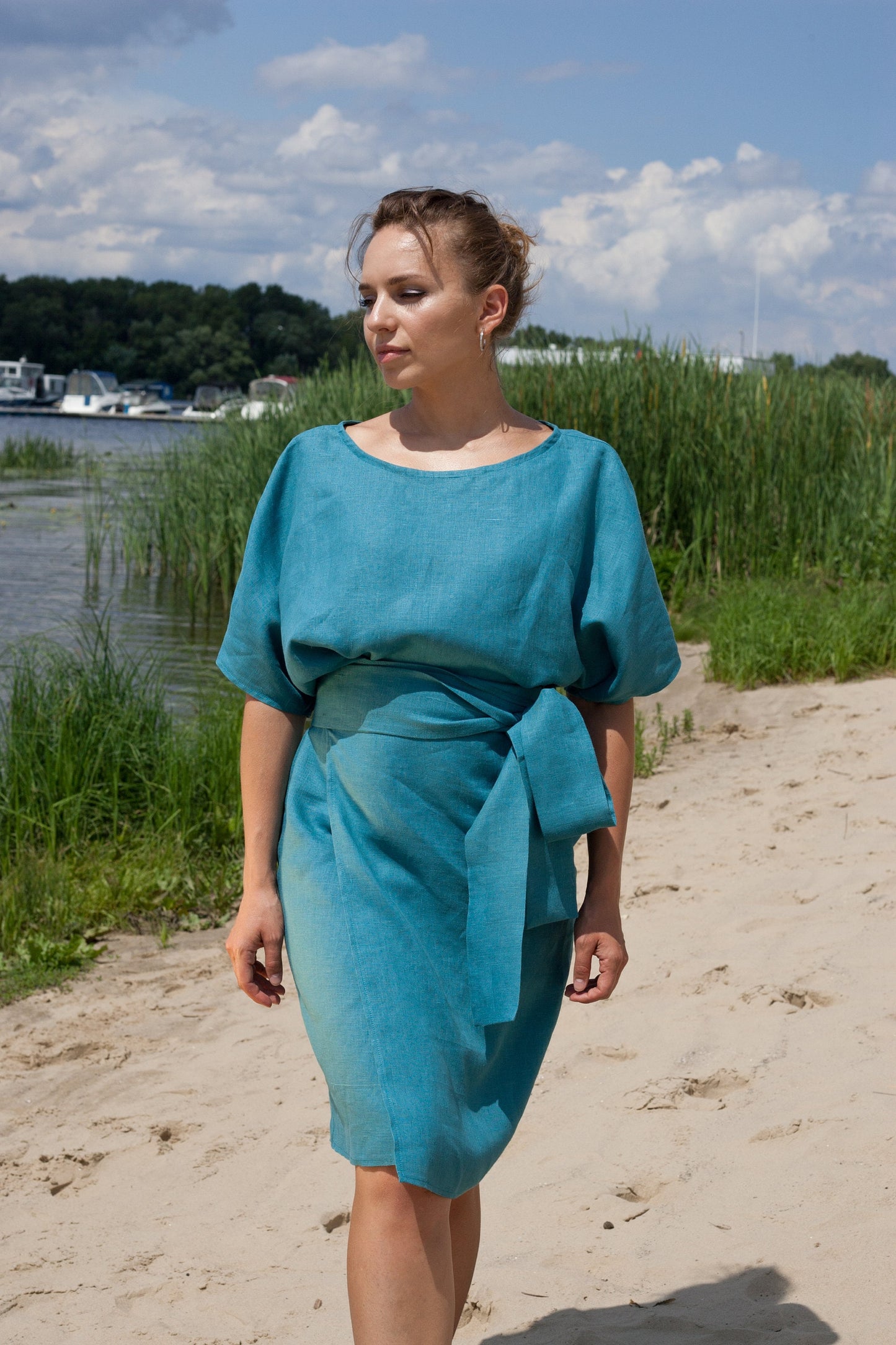 Linen wrap dress