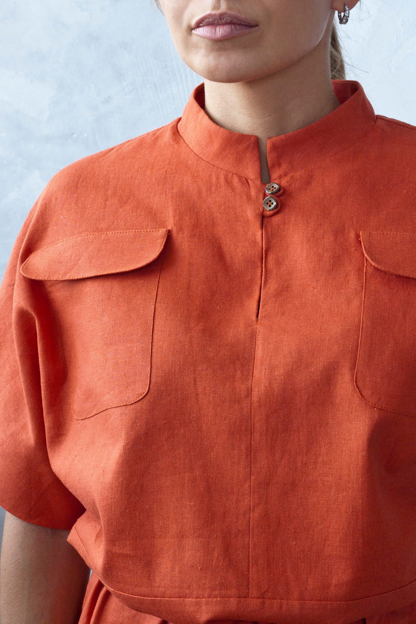 Linen shirt dress