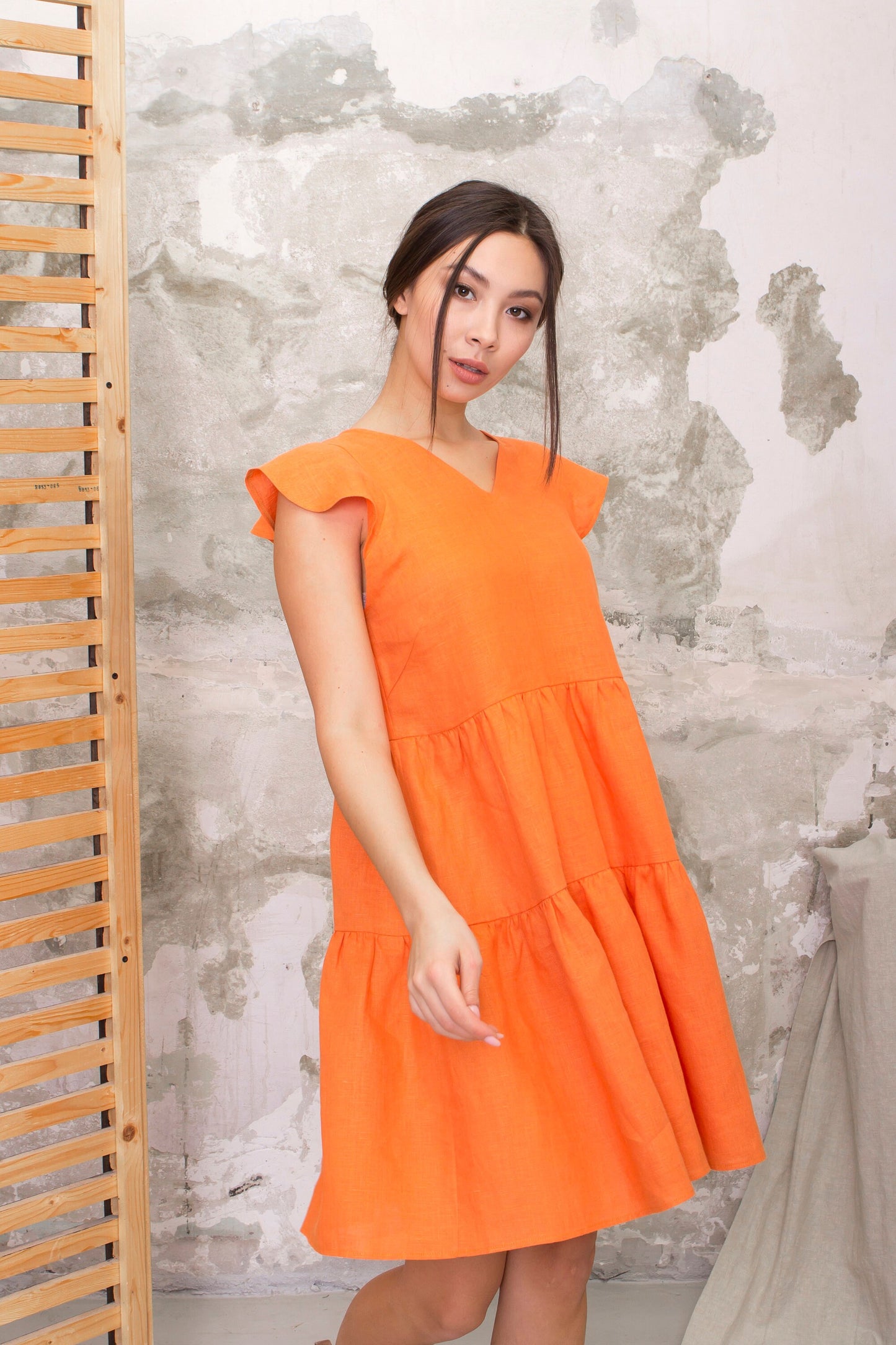Orange Linen dress