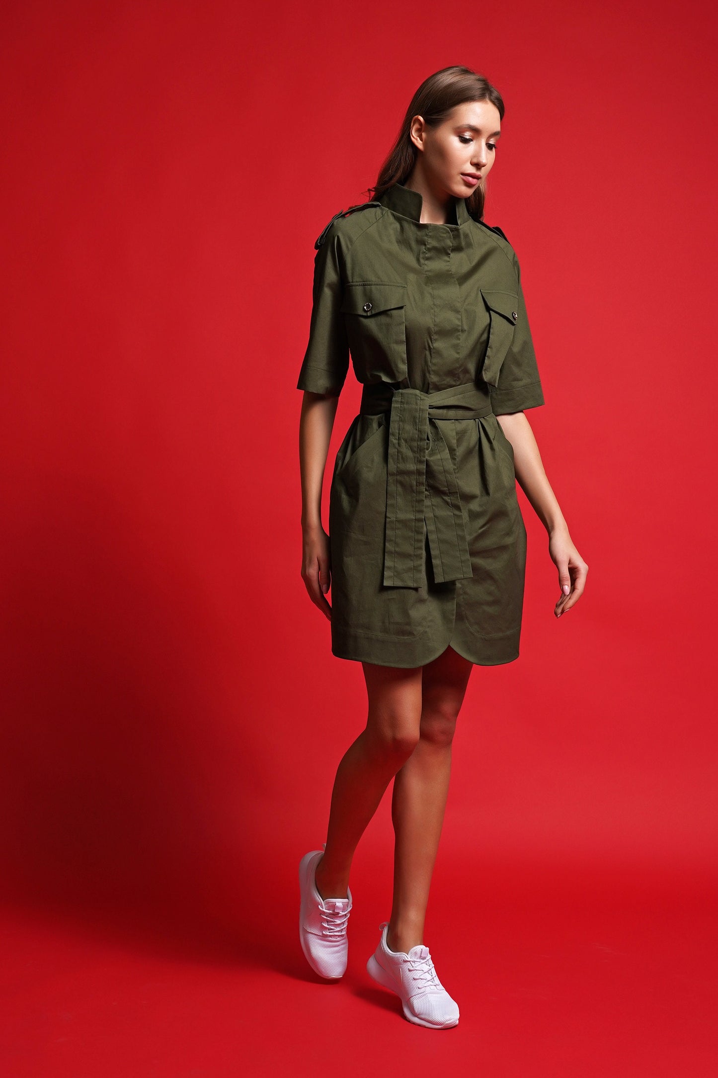 Khaki safari dress