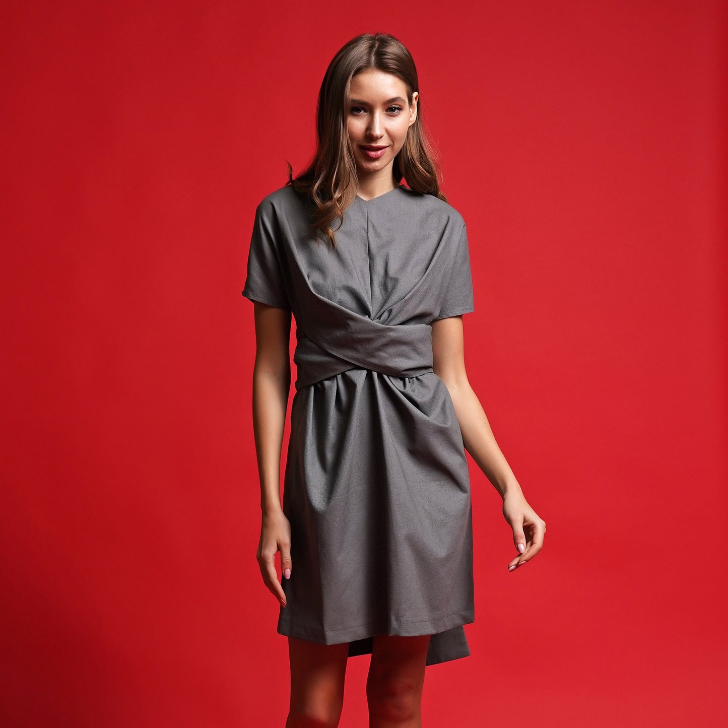 Twist linen dress
