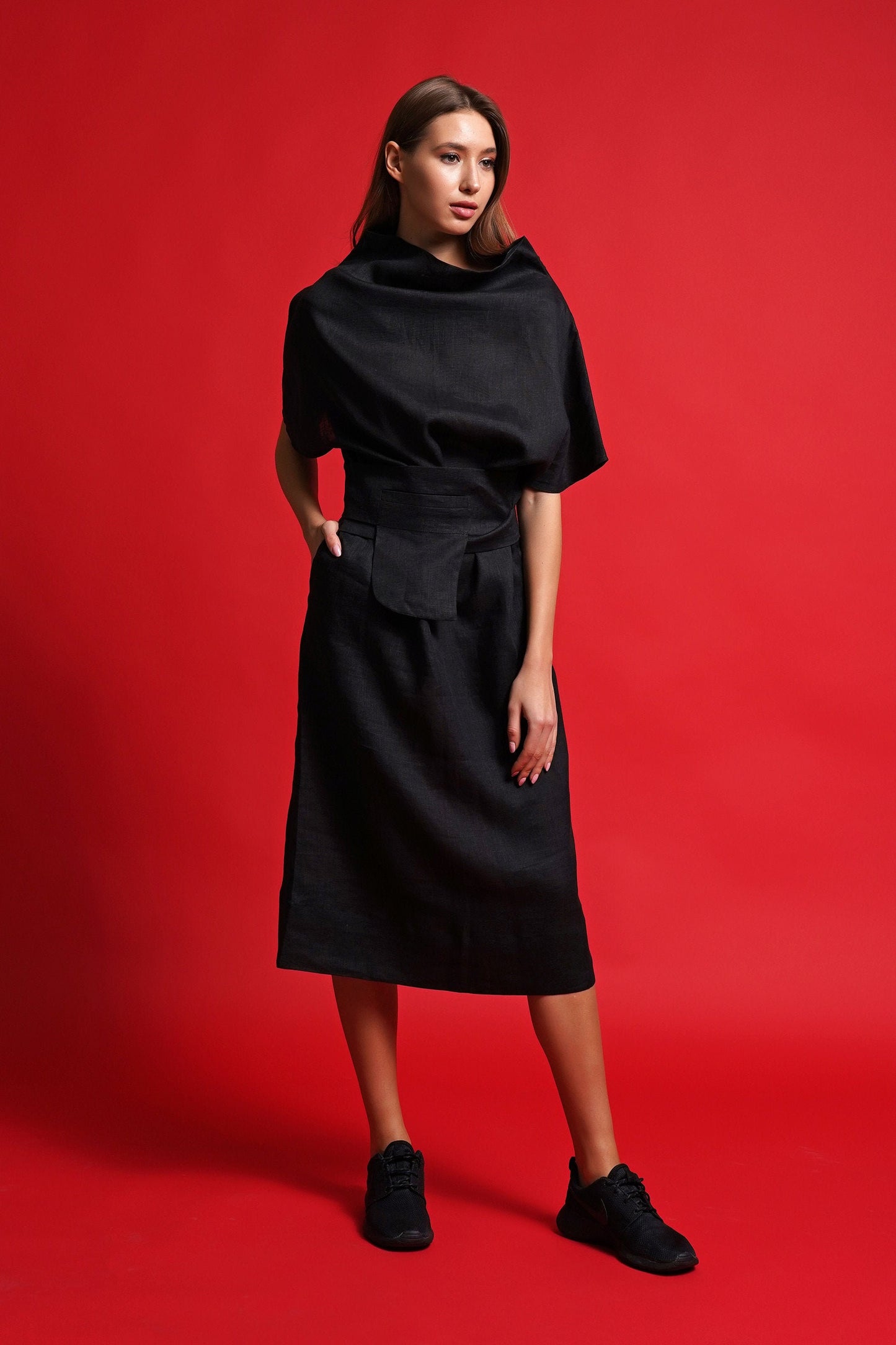 Linen avant garde dress