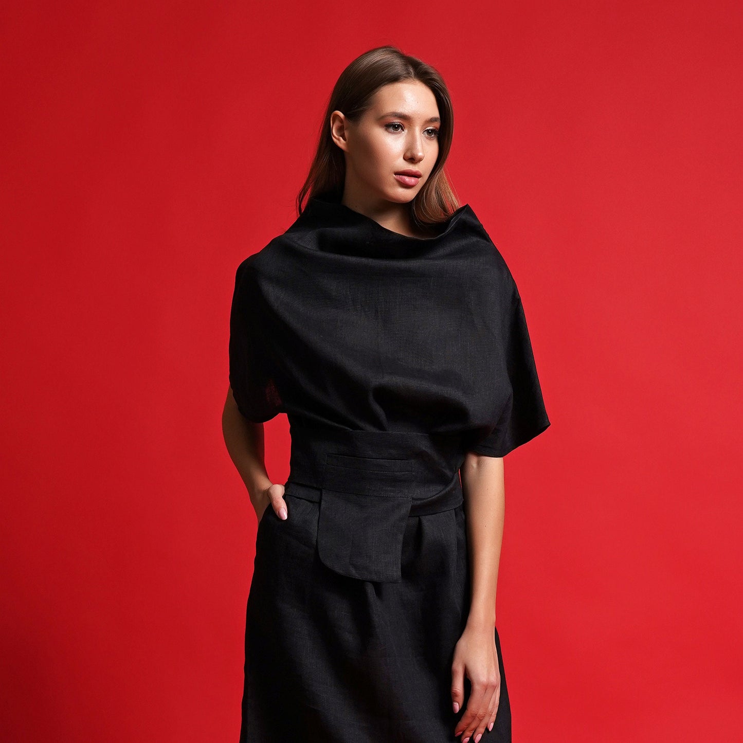 Linen avant garde dress