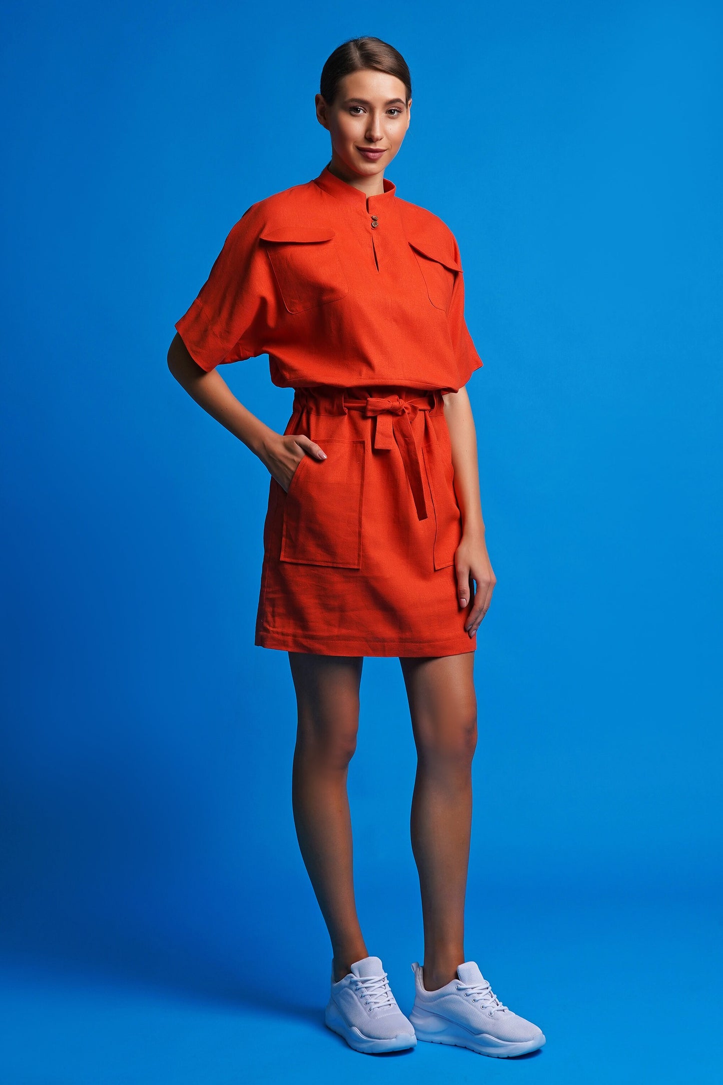 Linen shirt dress
