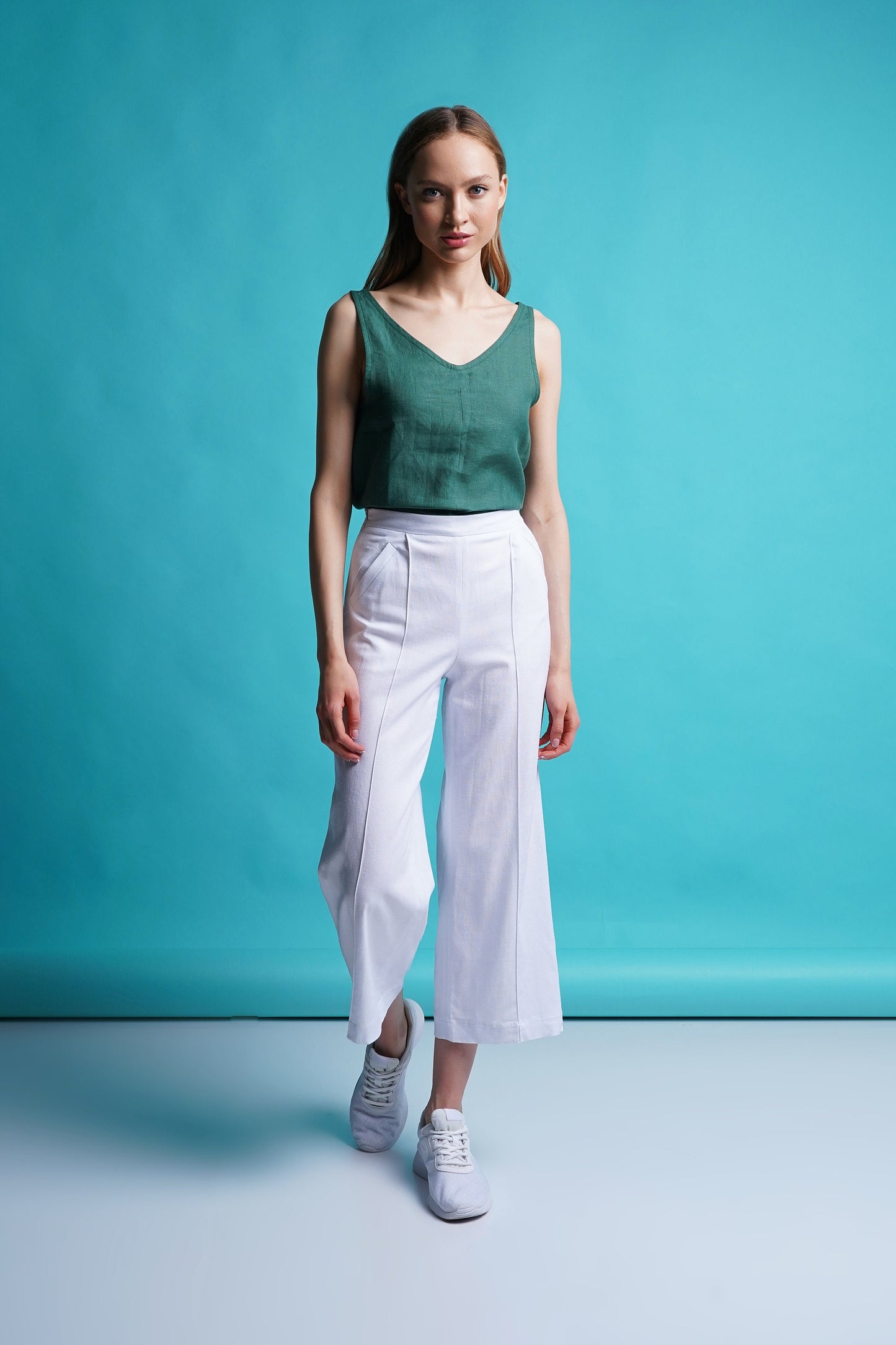 White linen culottes