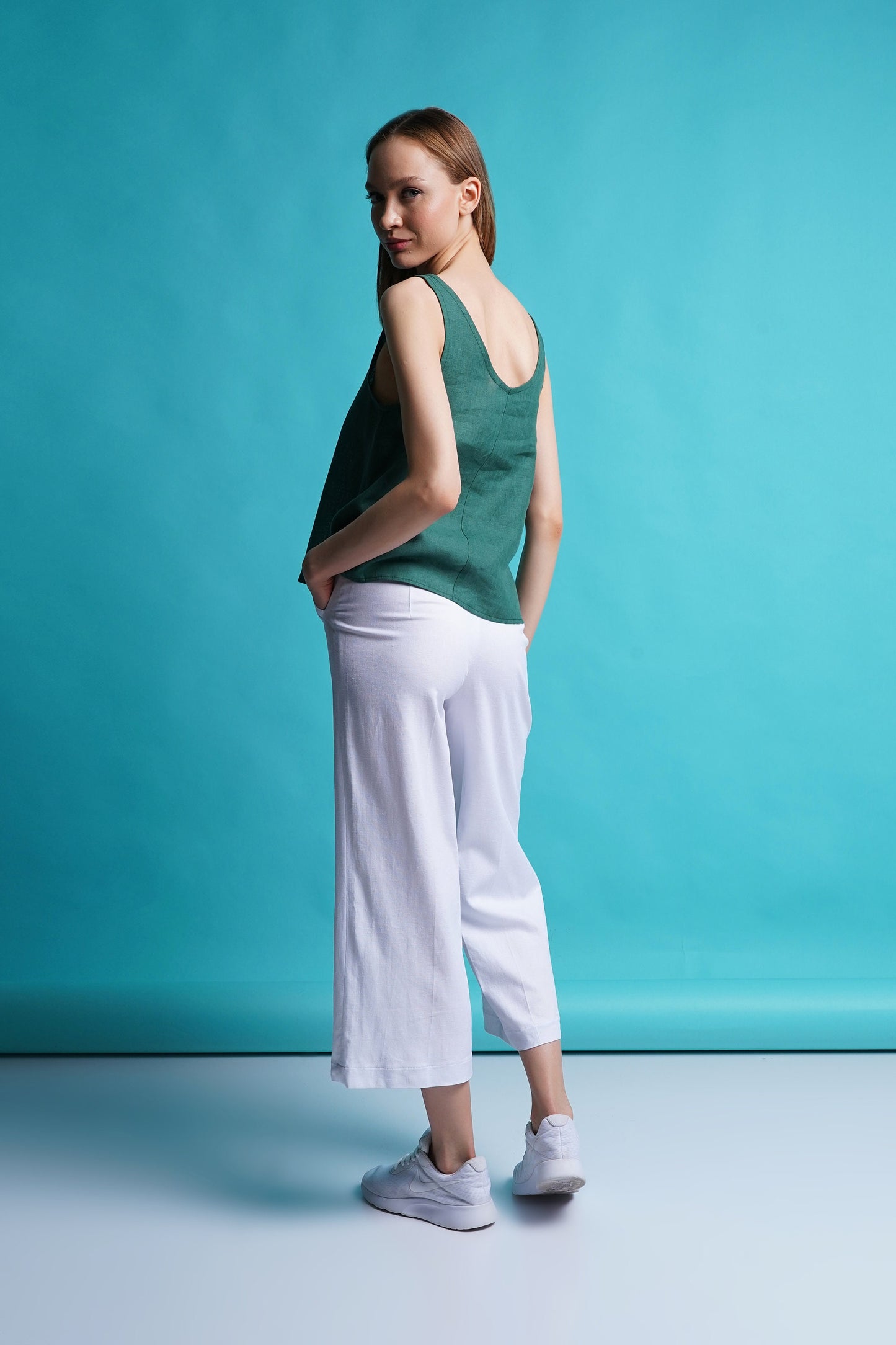 White linen culottes