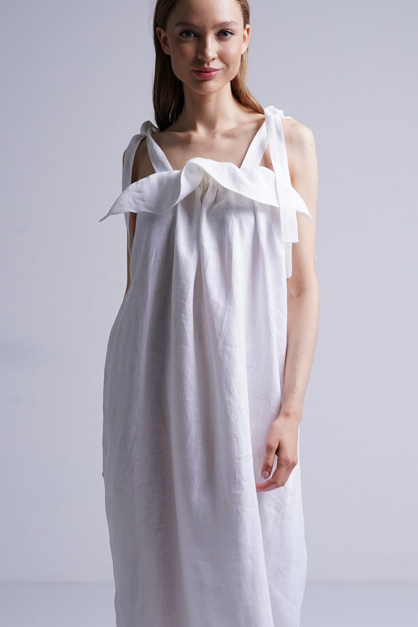White linen maxi dress