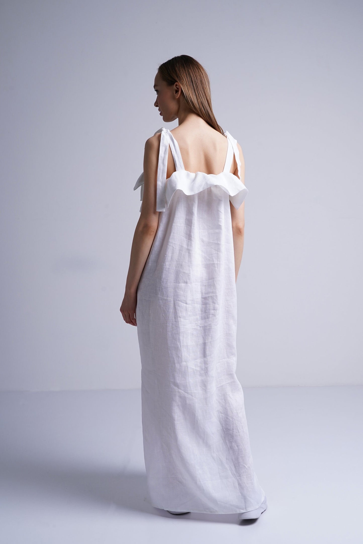 White linen maxi dress