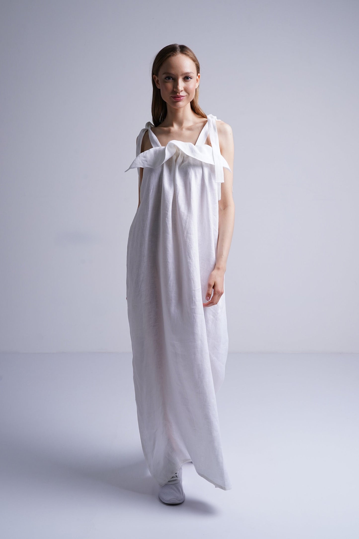 White linen maxi dress