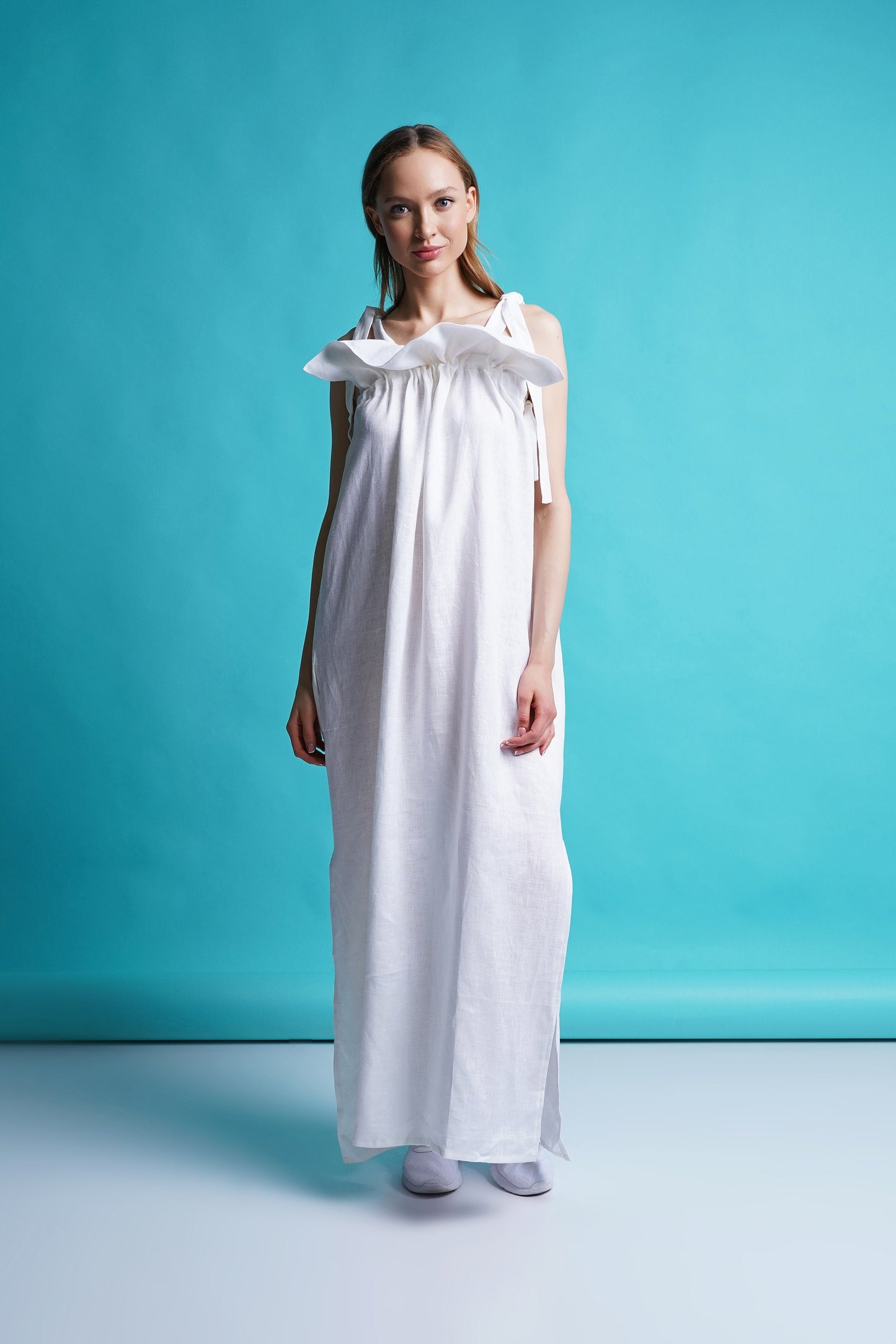 White linen maxi dress