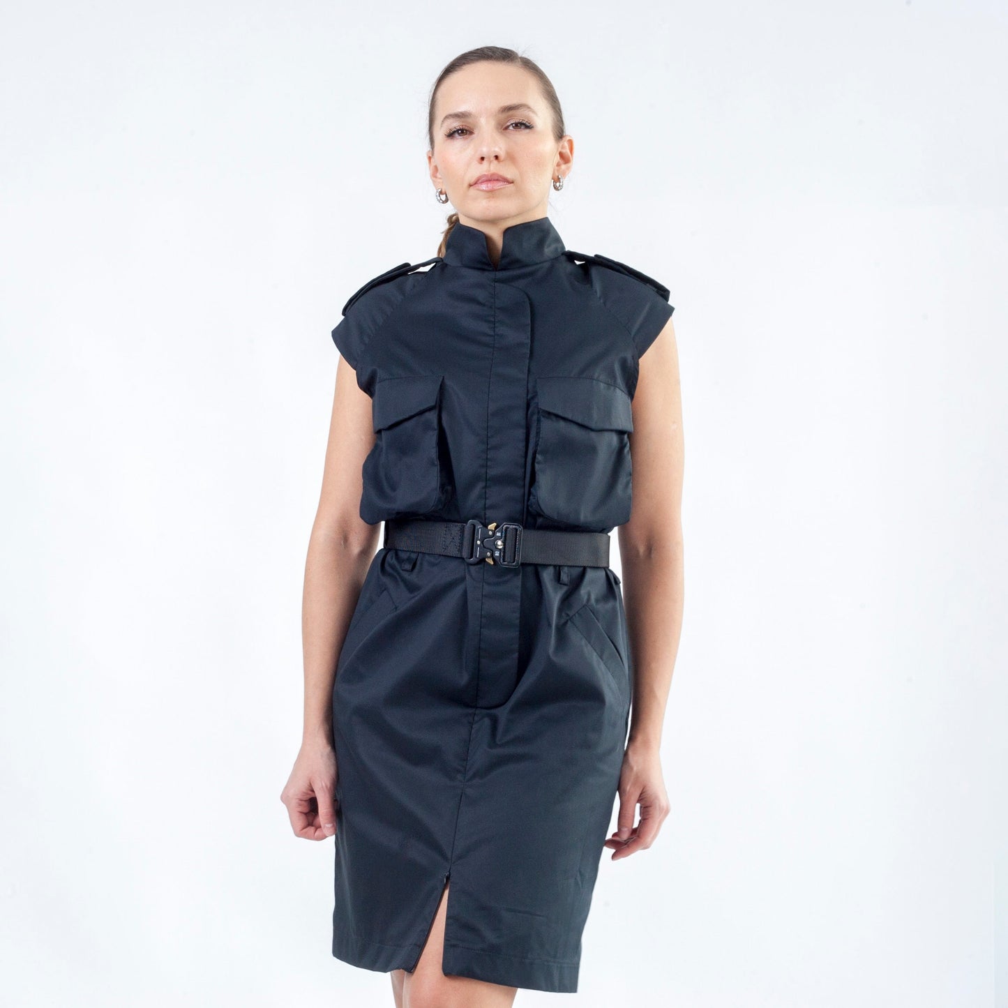 High neck turtleneck dress