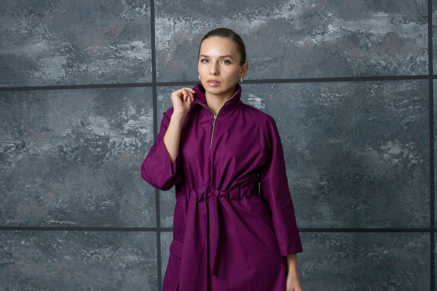 High neck zip dress