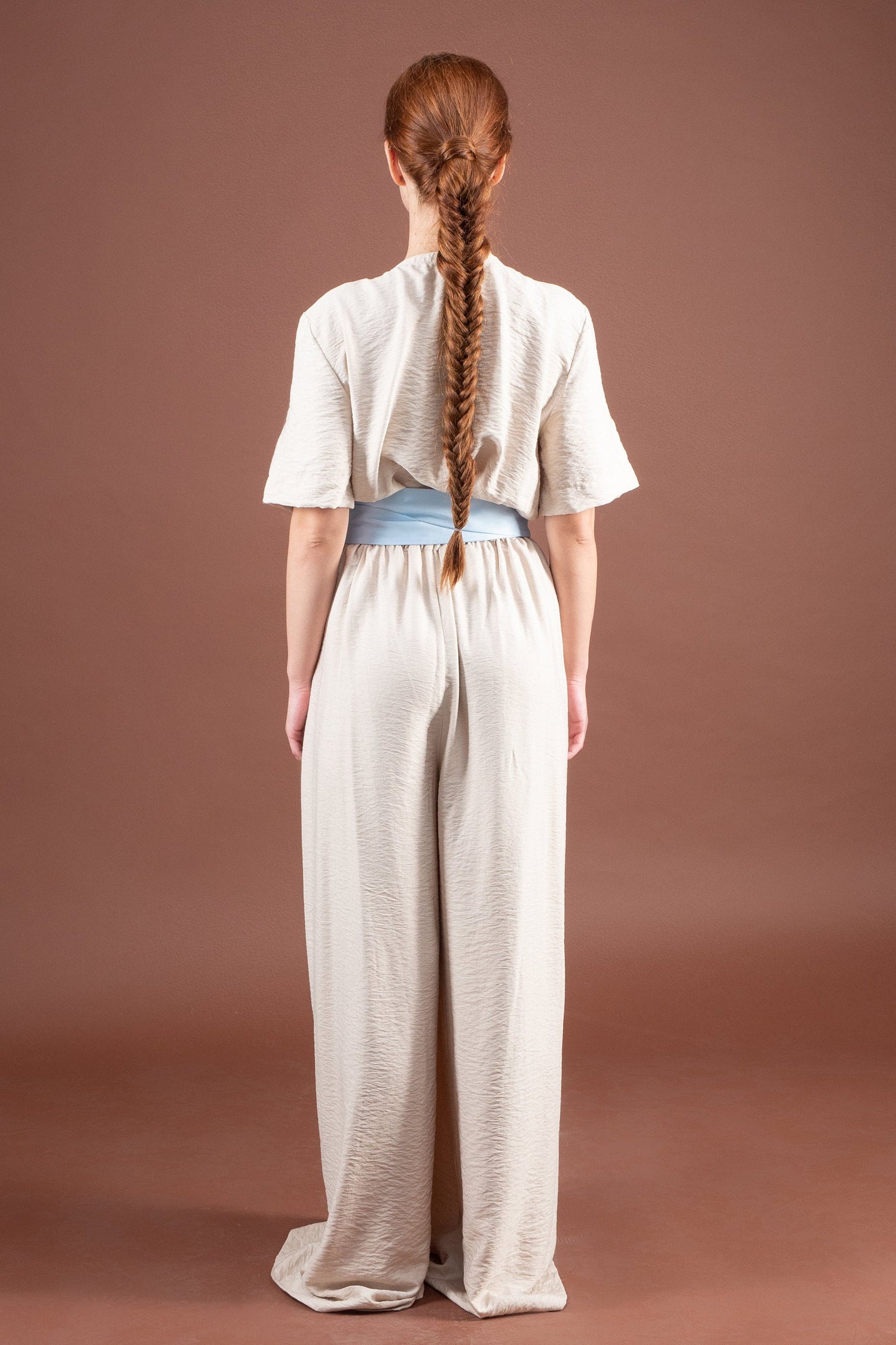 Wide leg jumpsuit with sleeves
