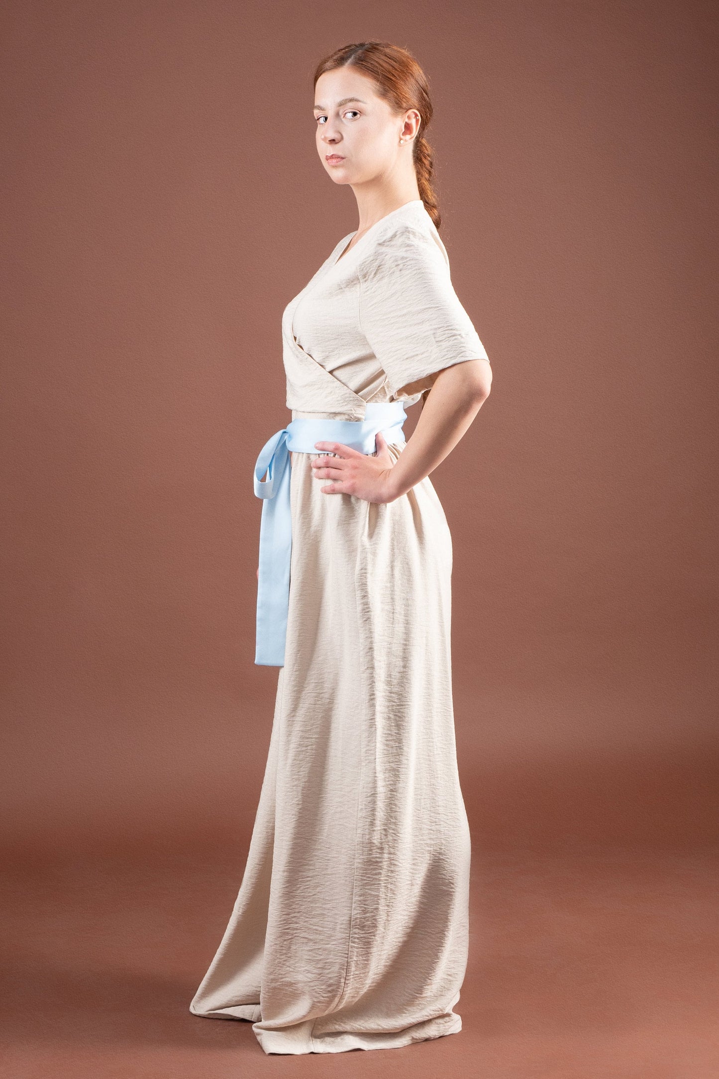Wide leg jumpsuit with sleeves
