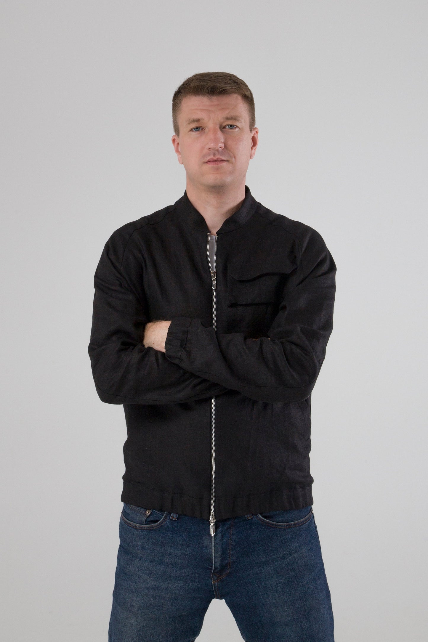 Mens linen bomber jacket