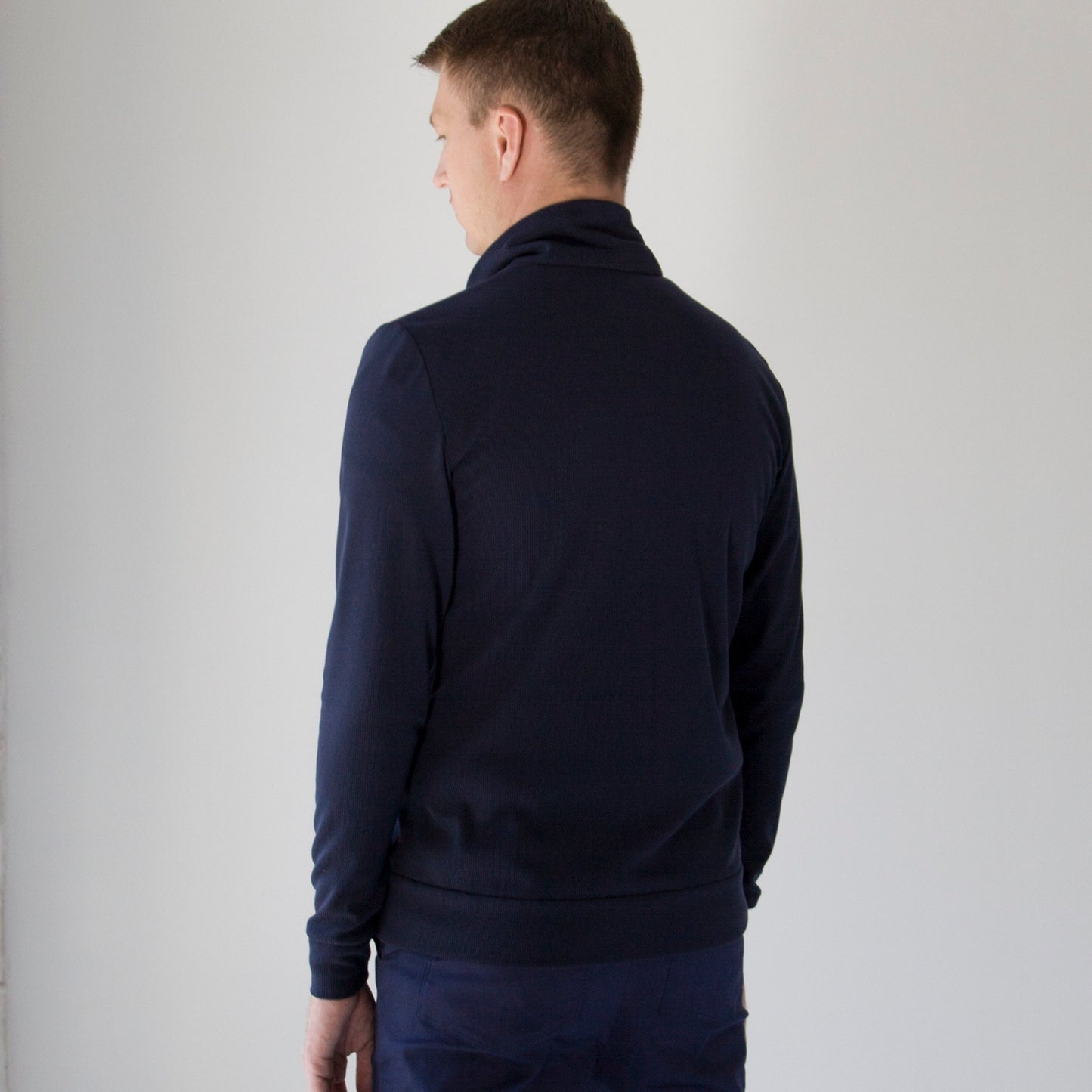 Navy zip blazer men