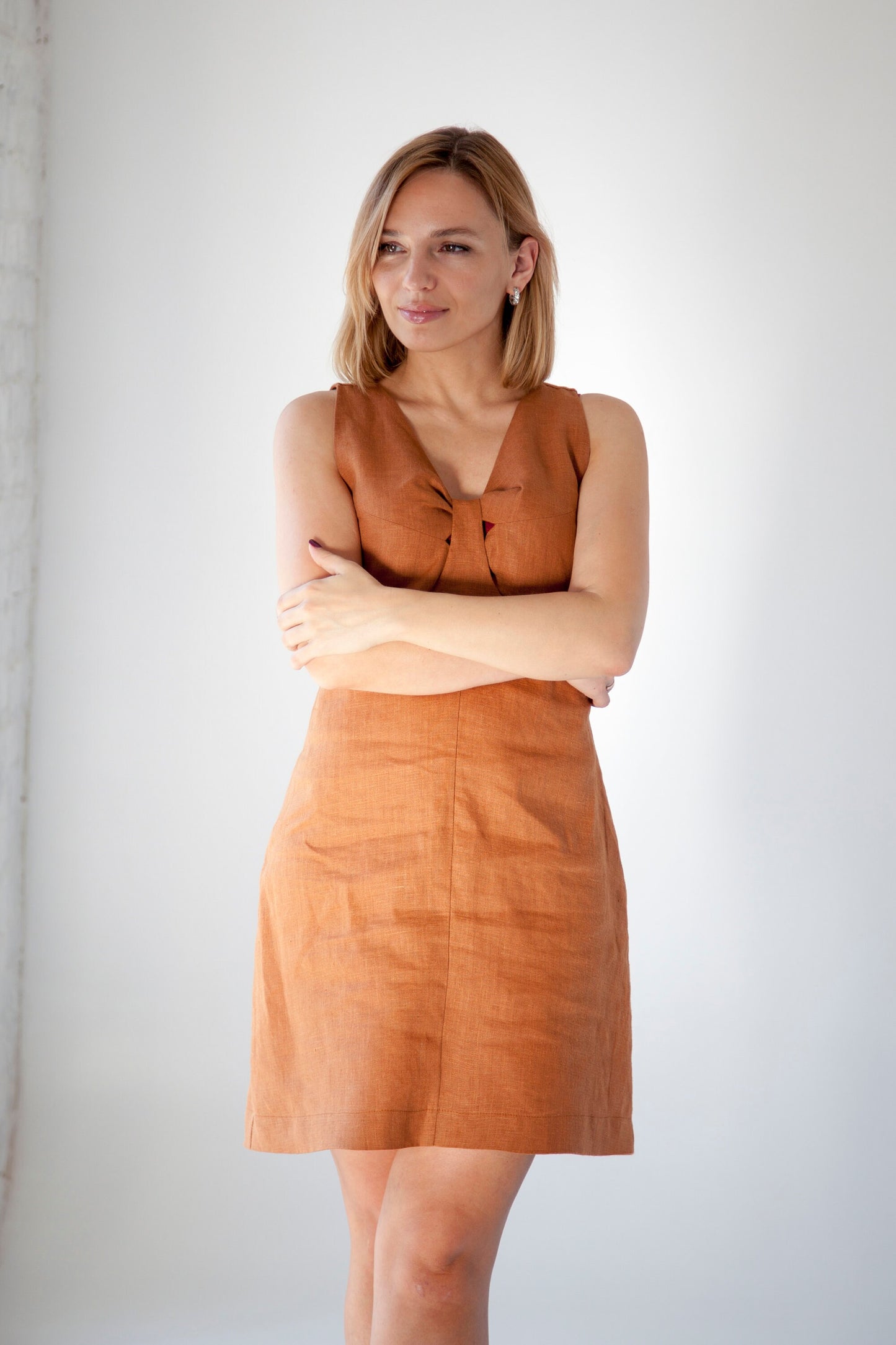 Linen cut out dress