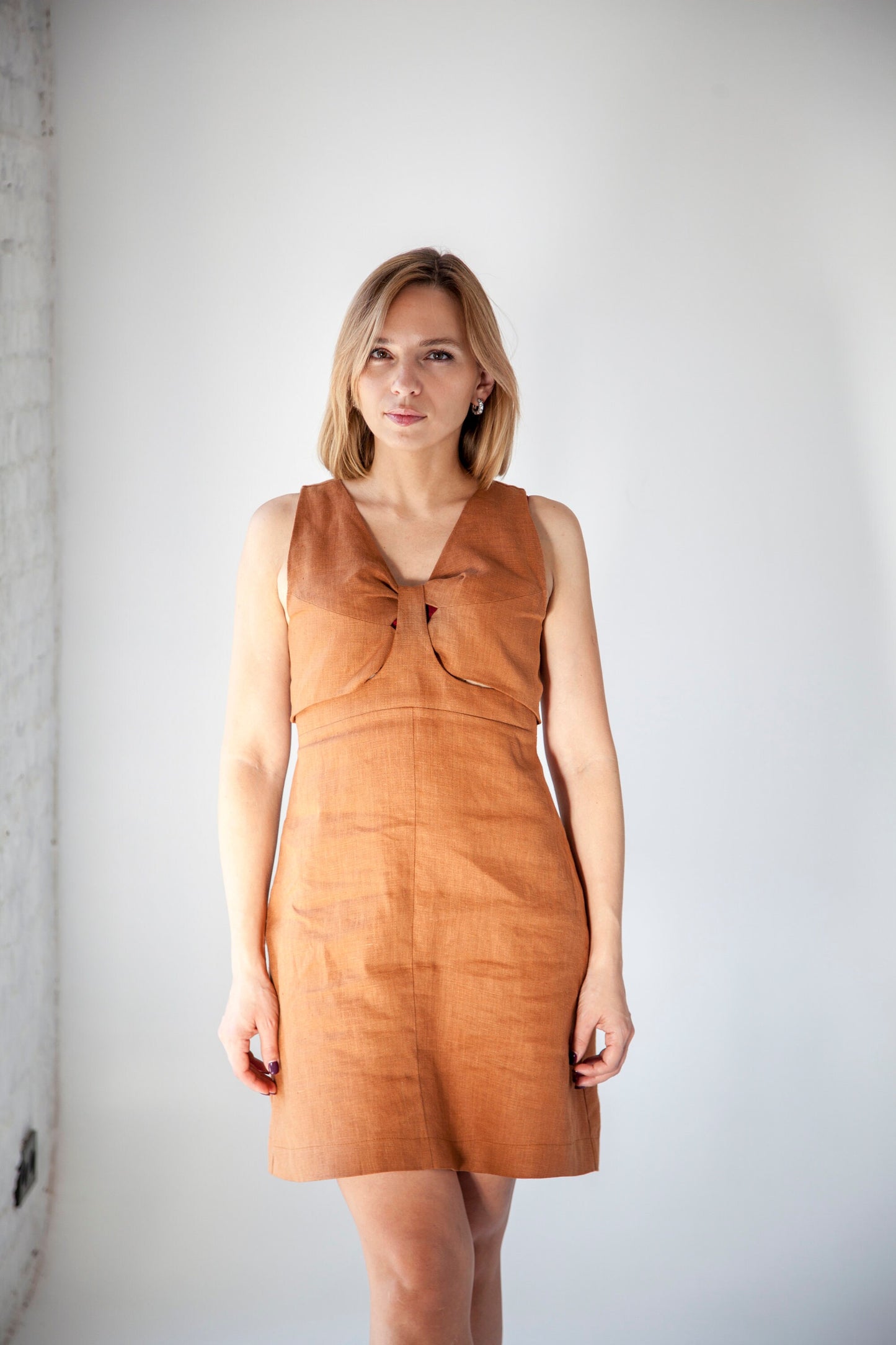 Linen cut out dress