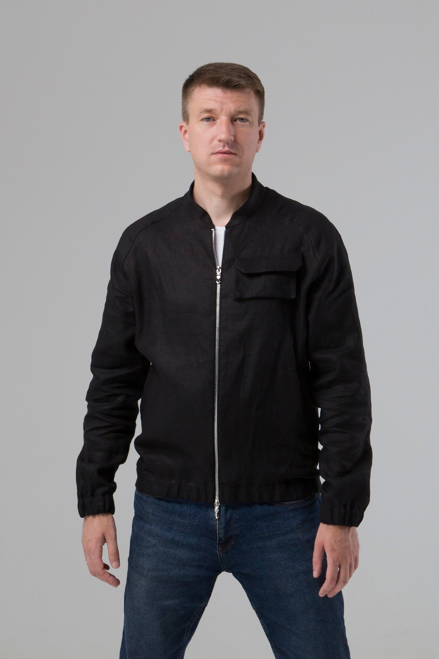 Mens linen bomber jacket