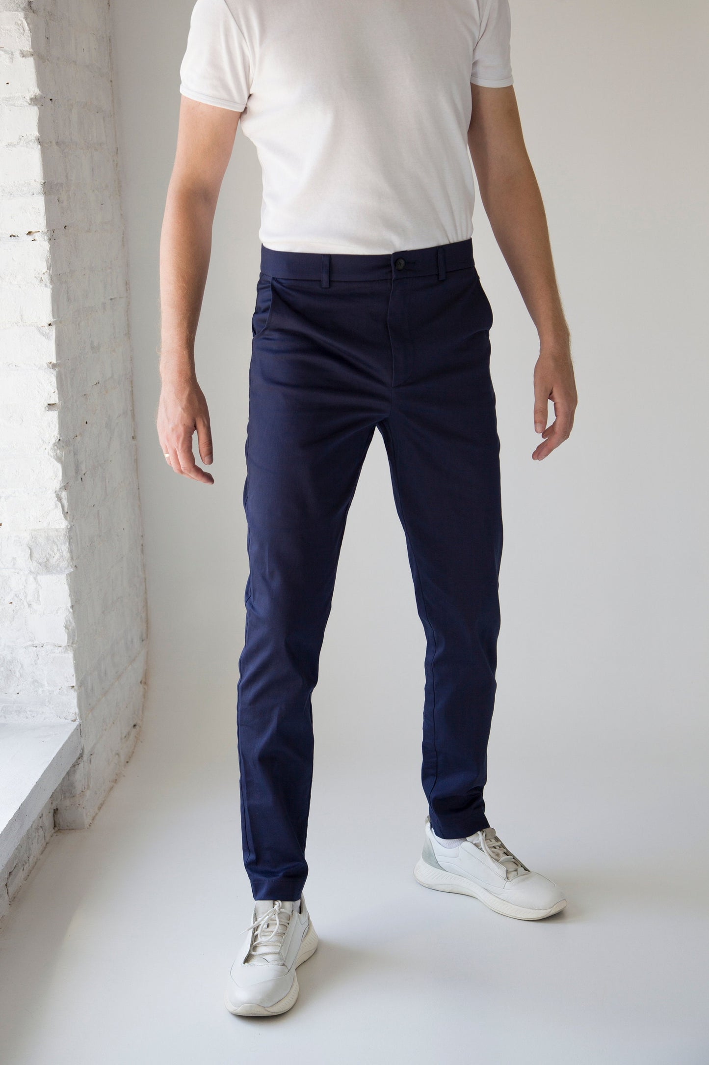 Cotton slim fit trousers
