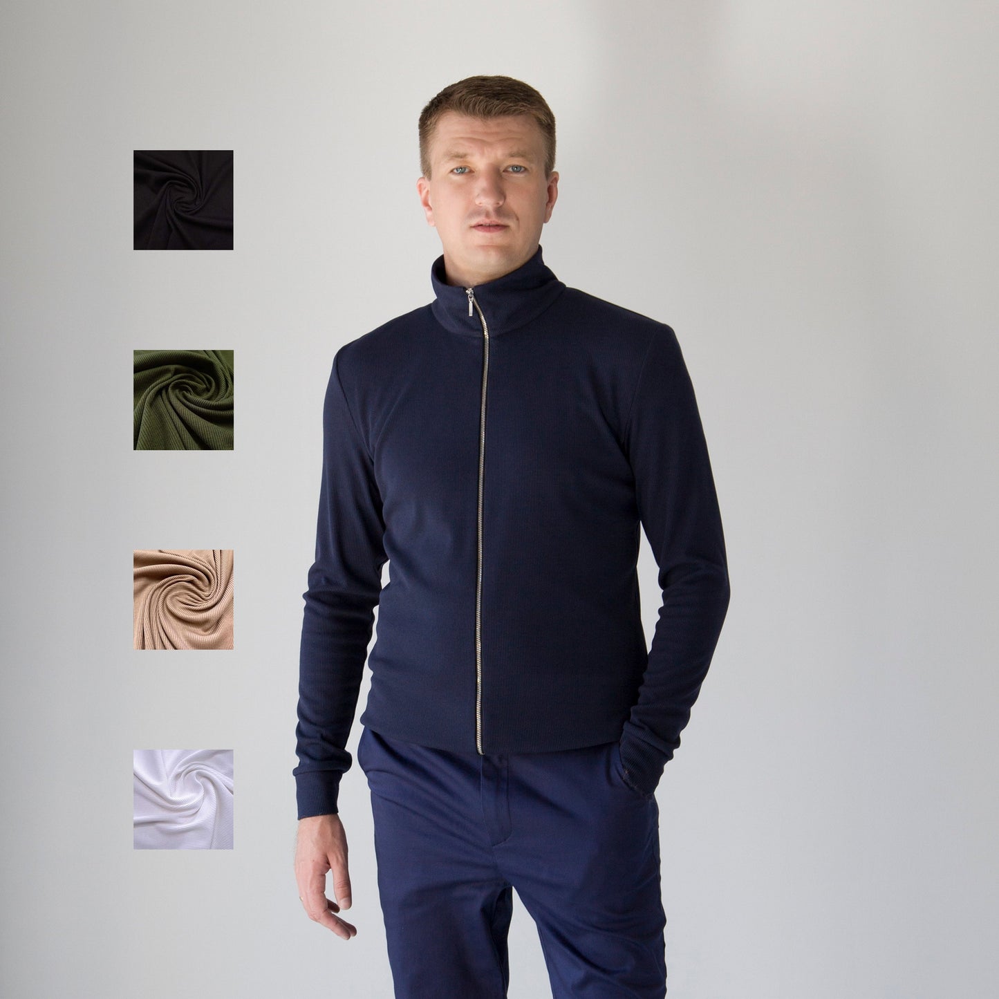 Navy zip blazer men