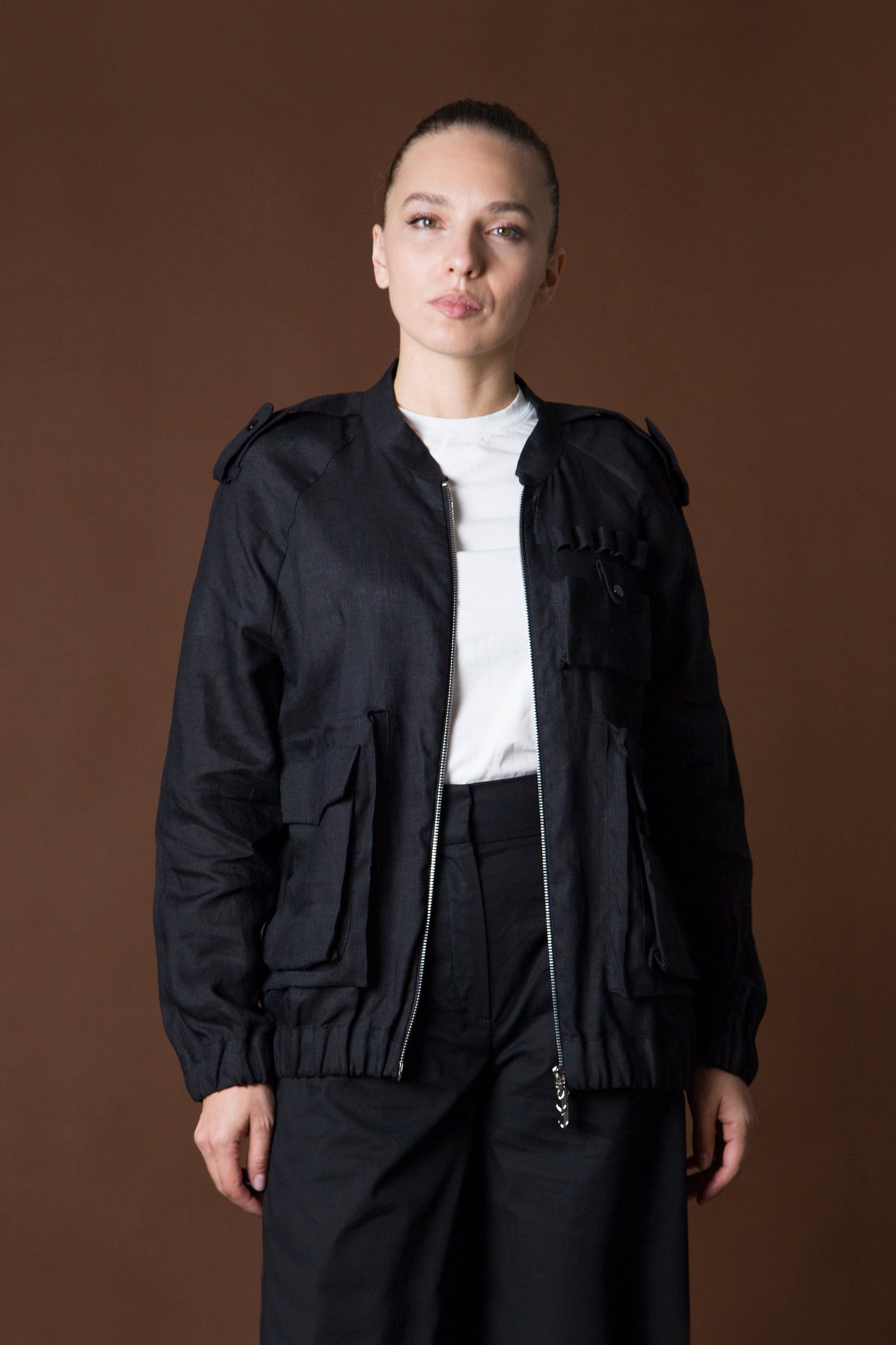 Linen bomber jacket