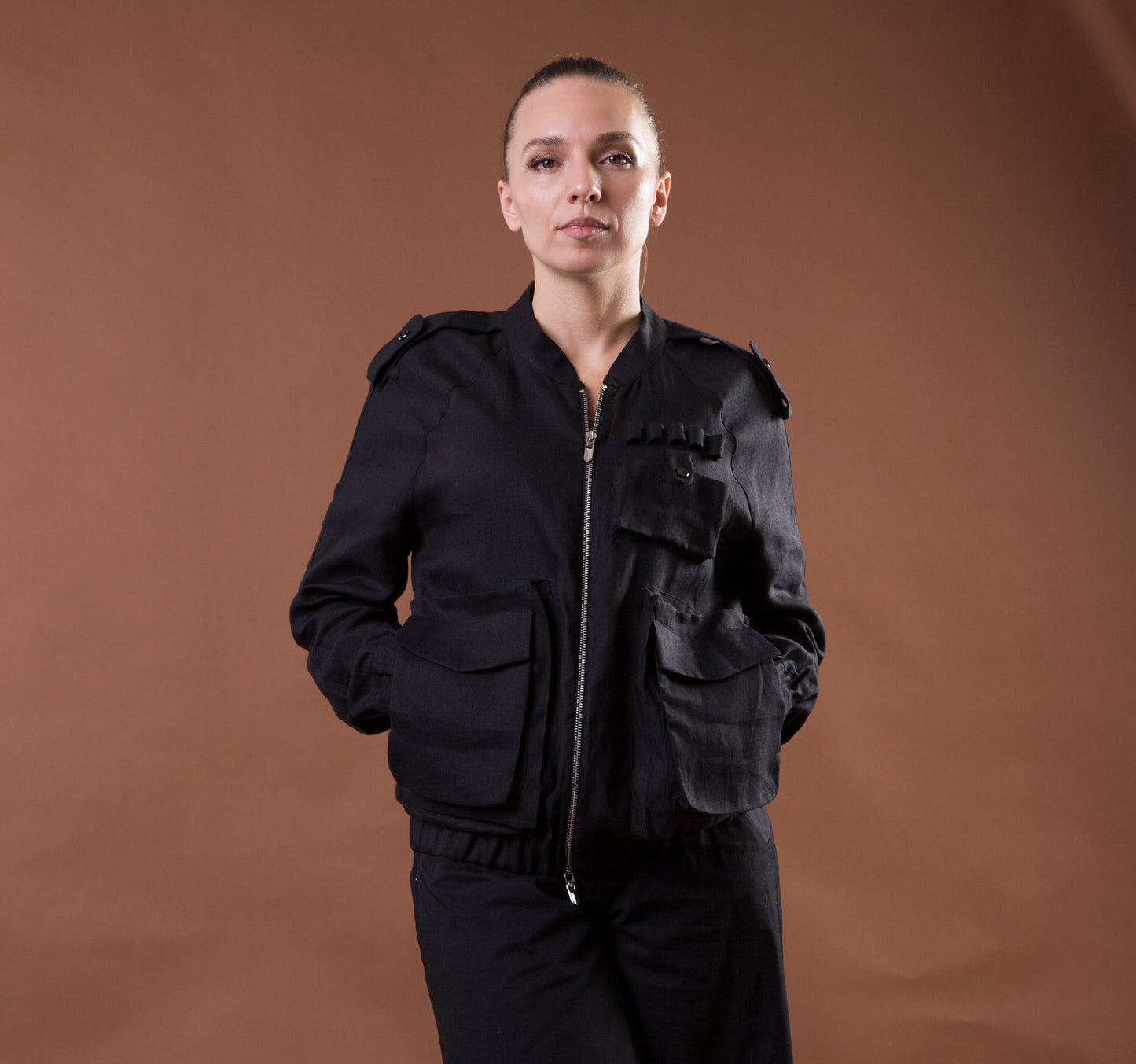 Linen bomber jacket