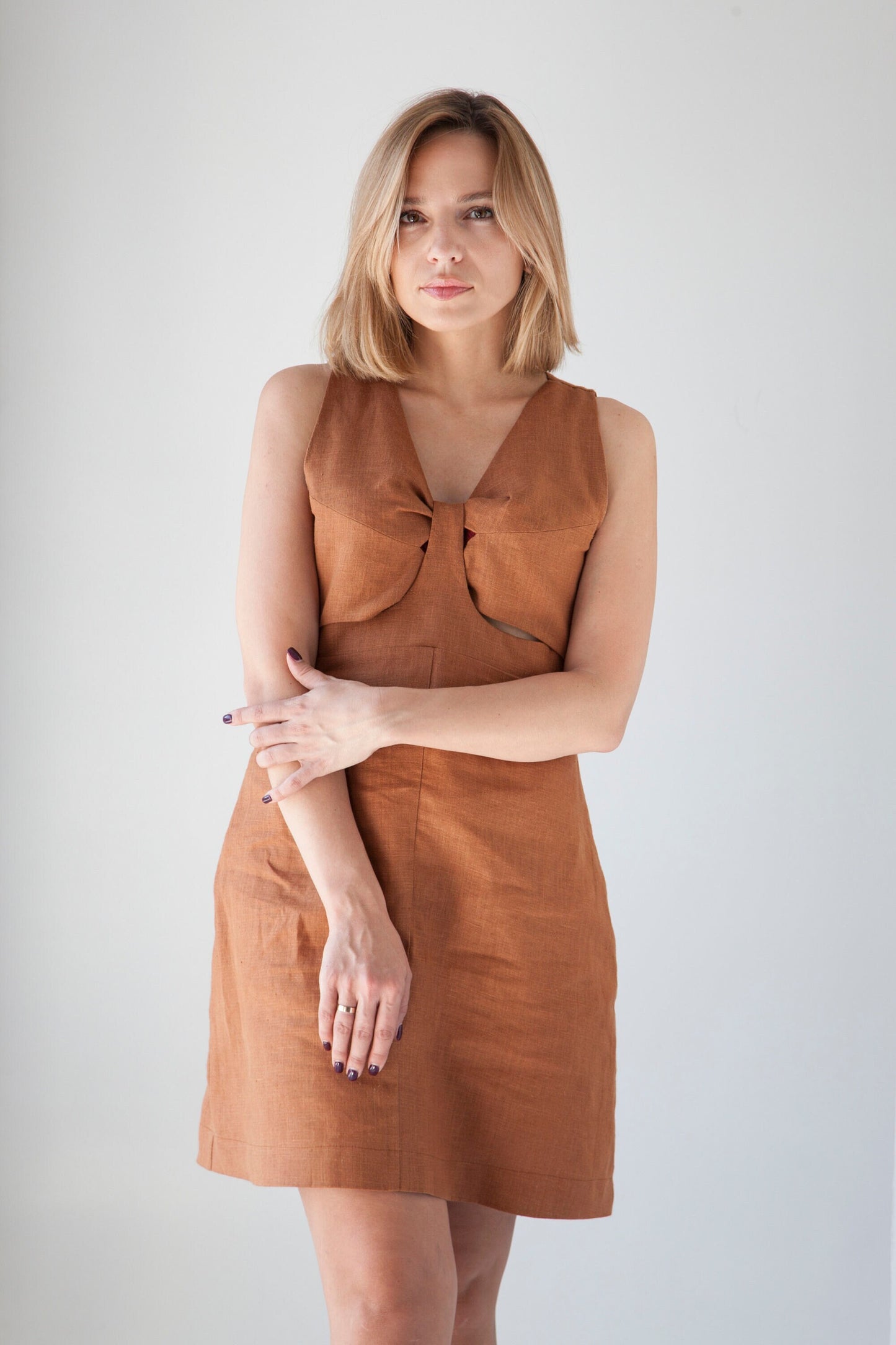 Linen cut out dress