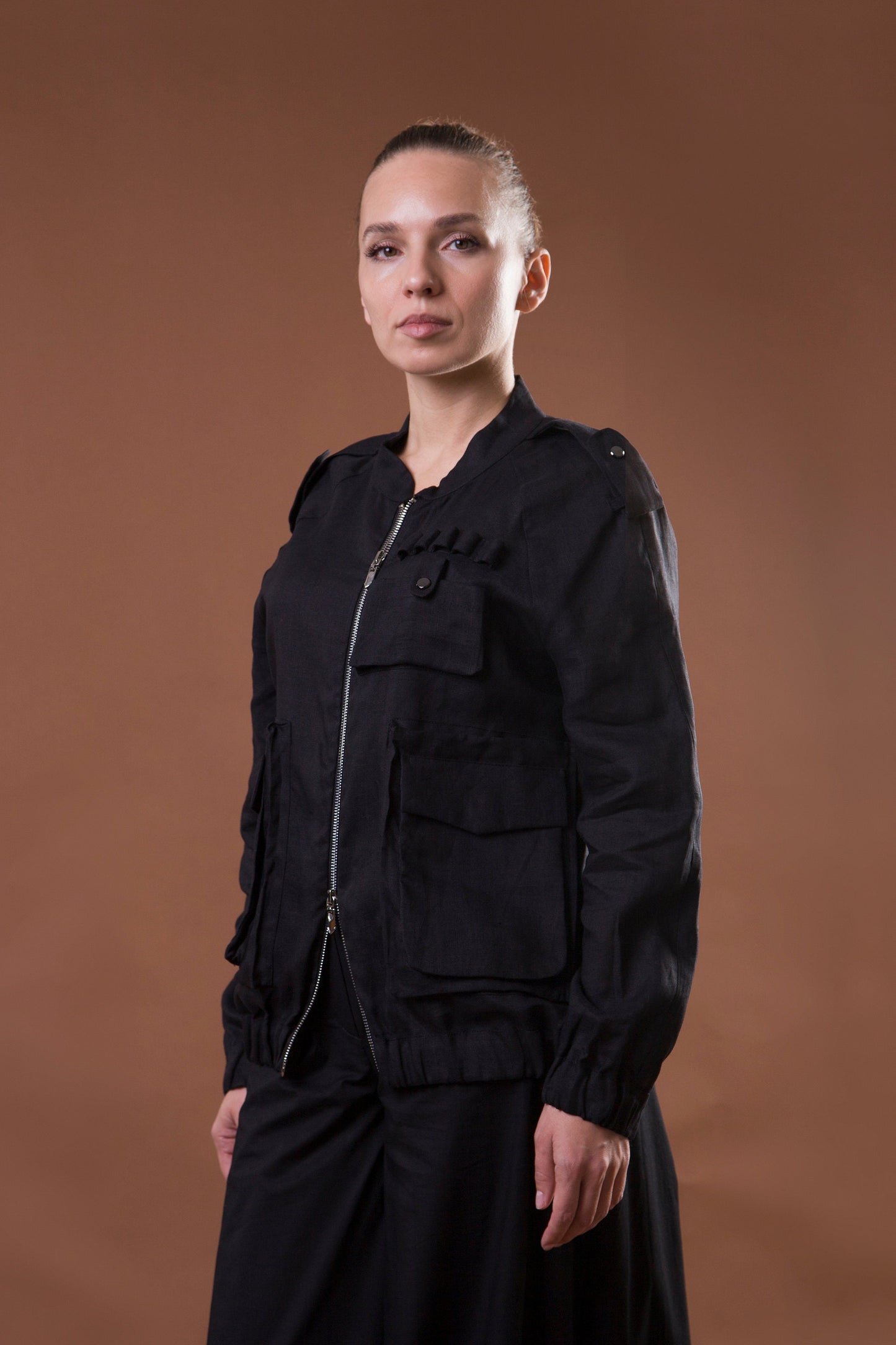 Linen bomber jacket