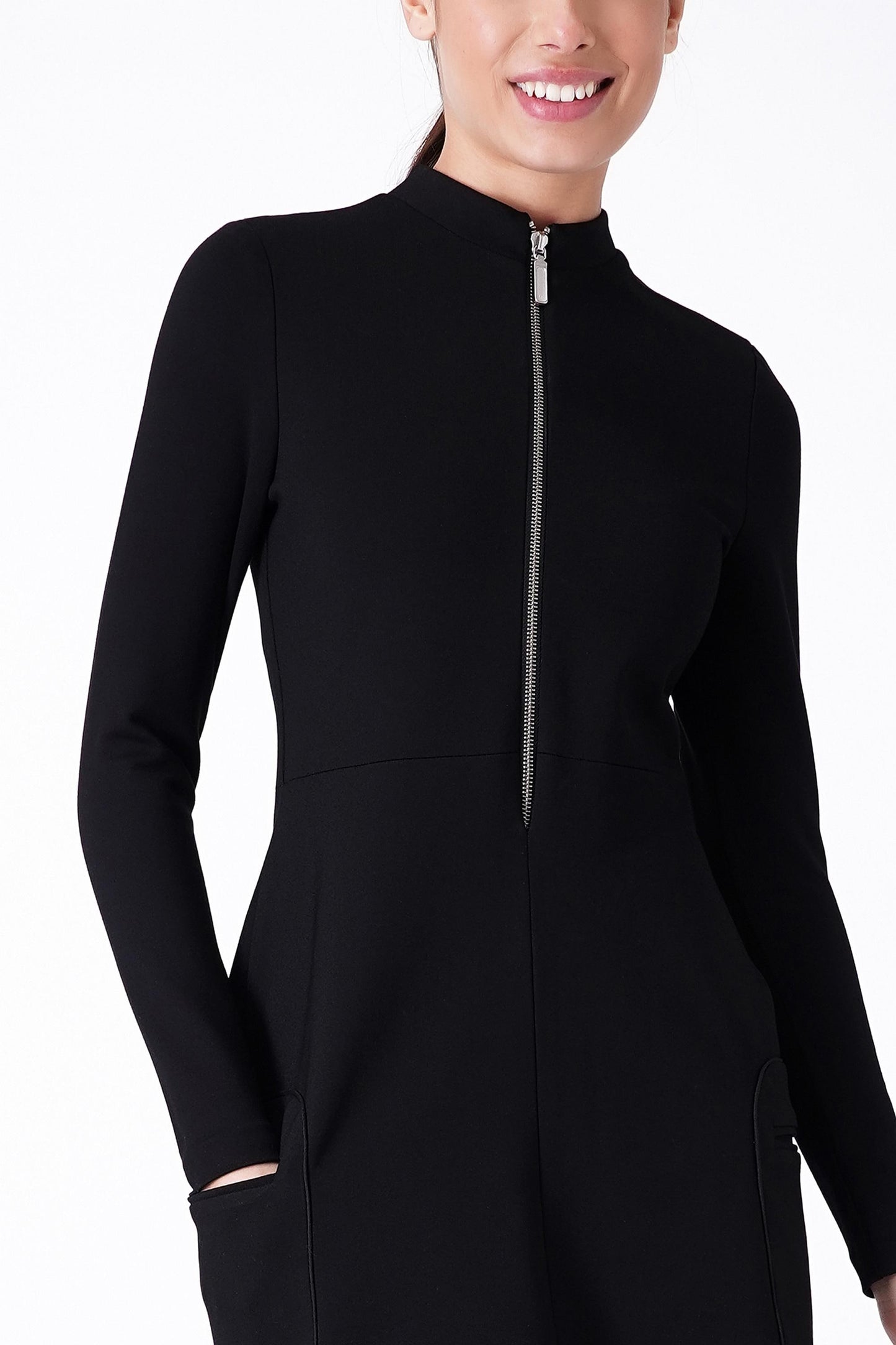 Mock Neck Zip Dress