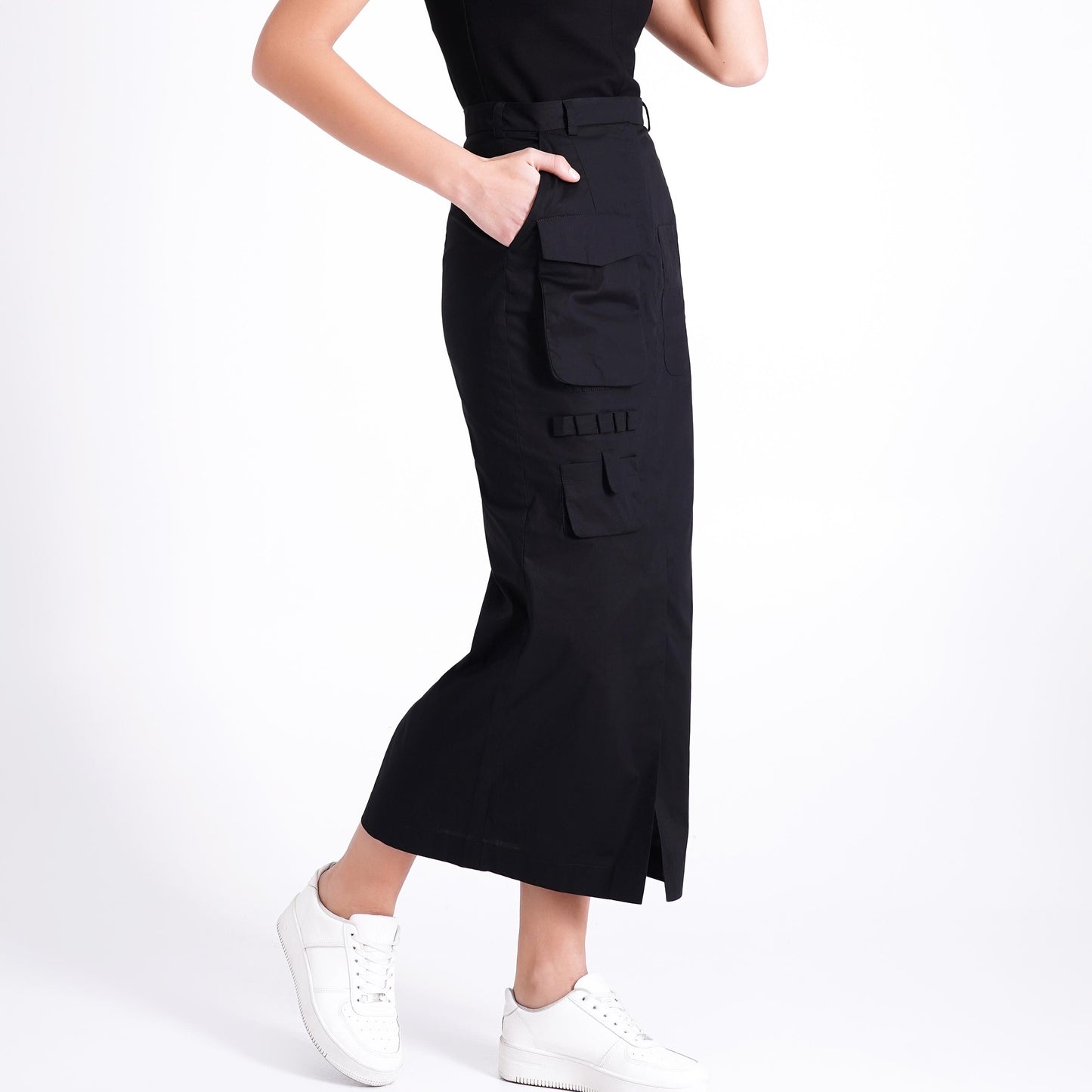 Black utility skirt