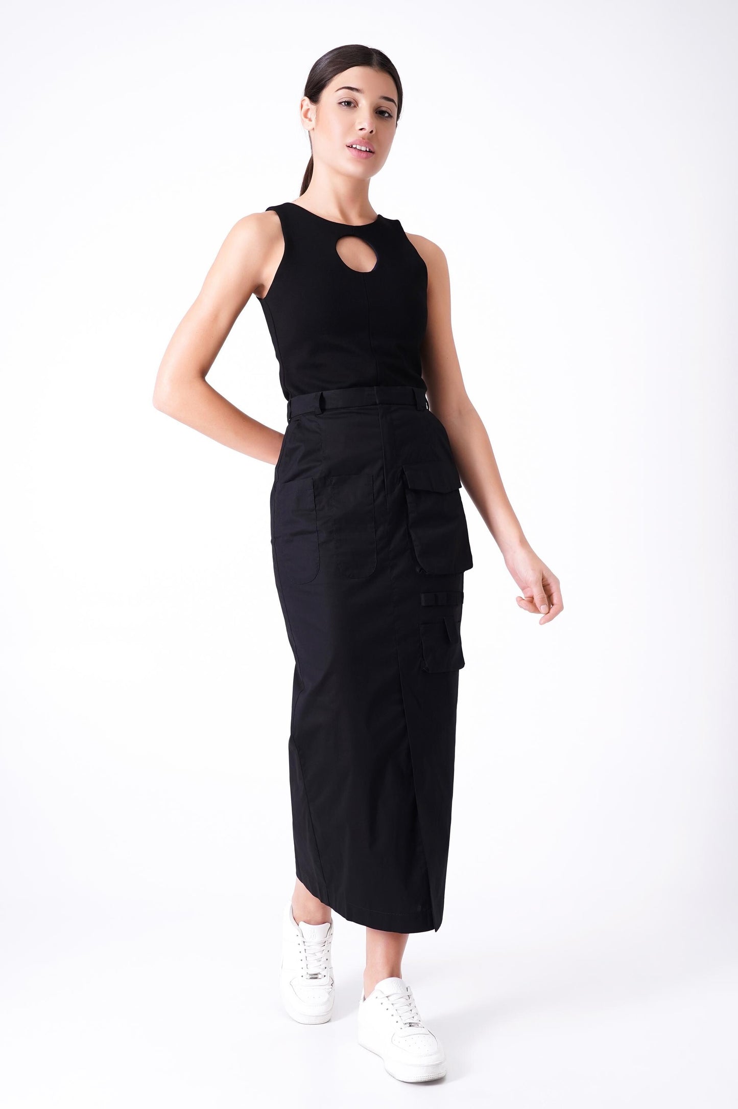 Black utility skirt
