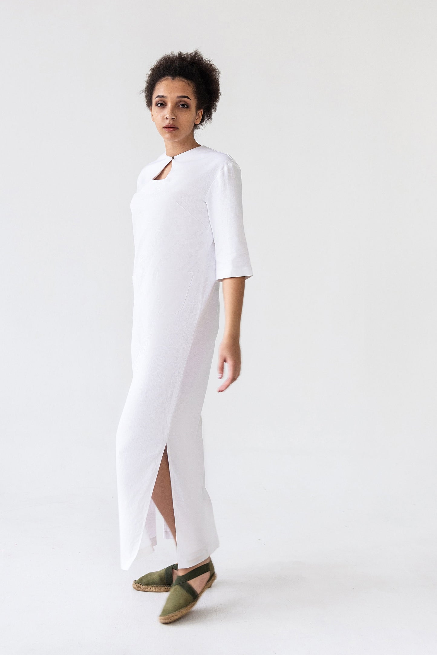 White linen maxi dress
