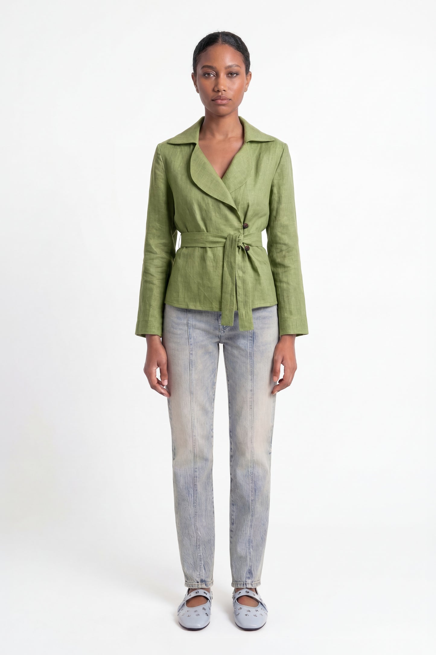 Lime green linen jacket