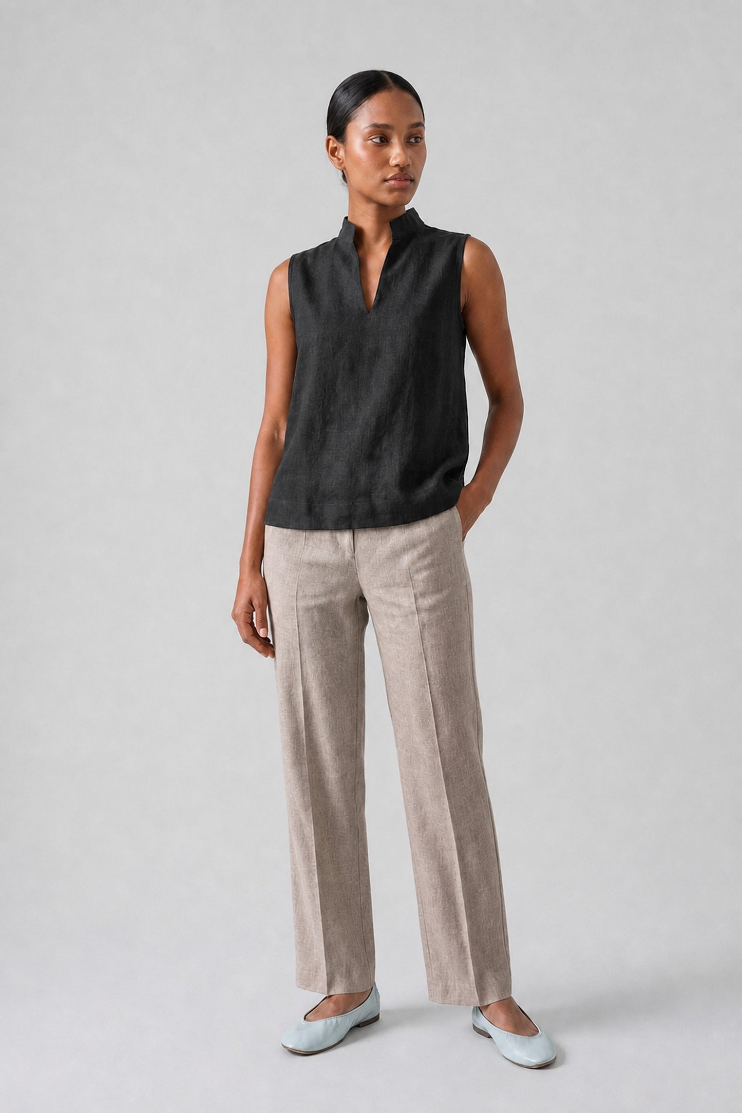 Black Linen Top