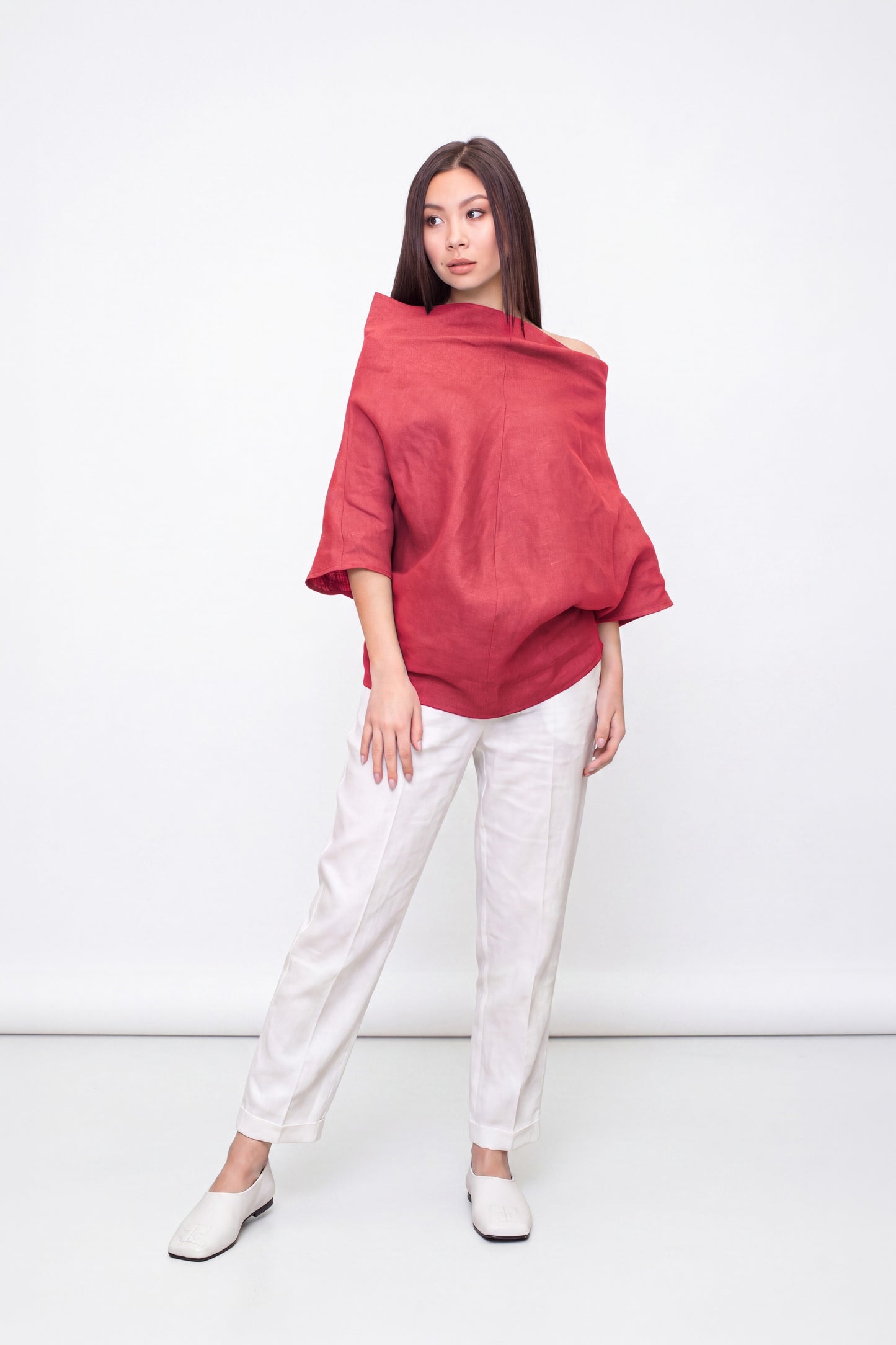 Red linen tunic