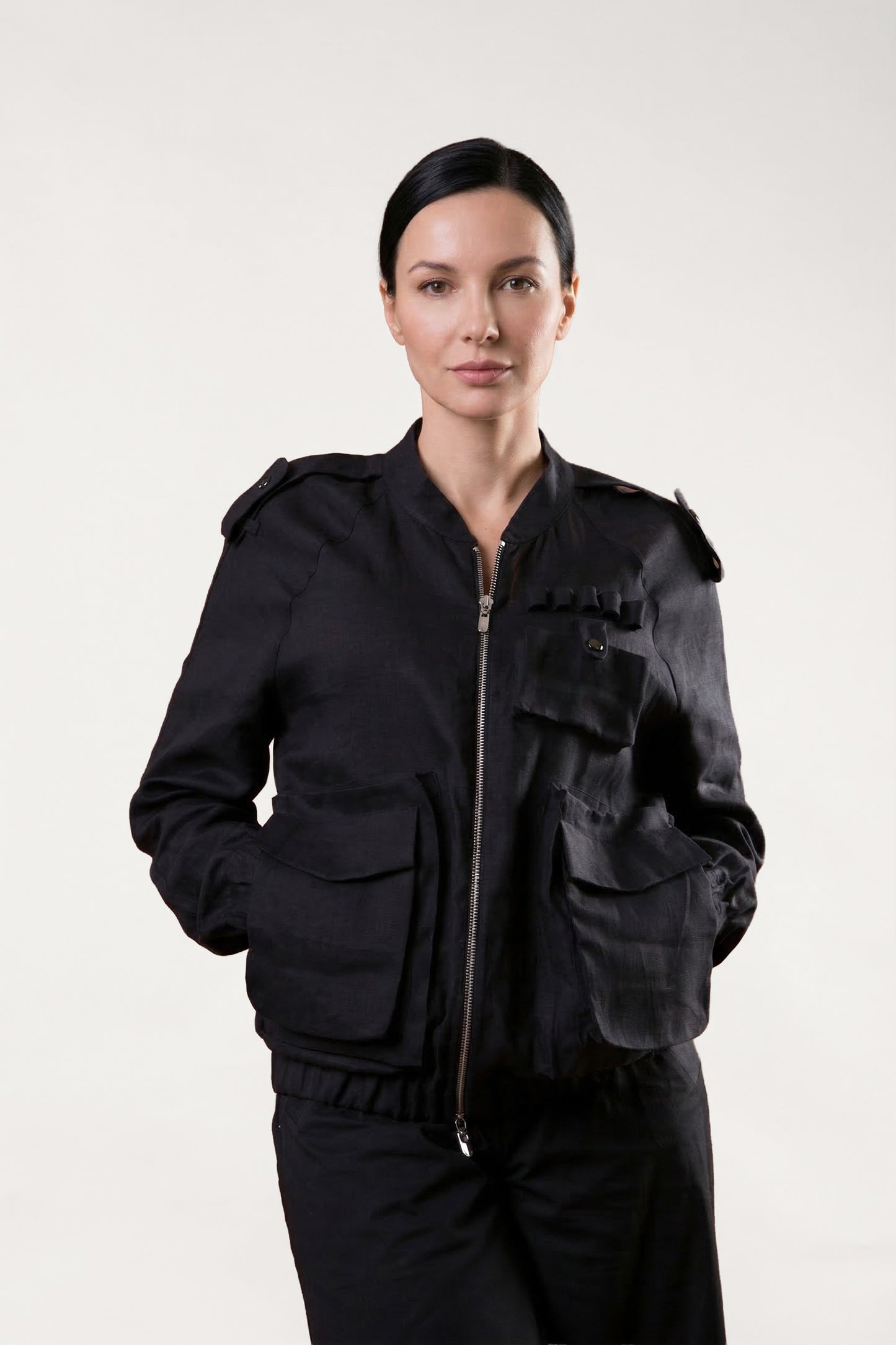 Linen bomber jacket