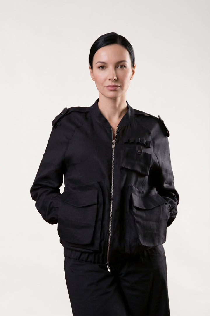 Linen bomber jacket