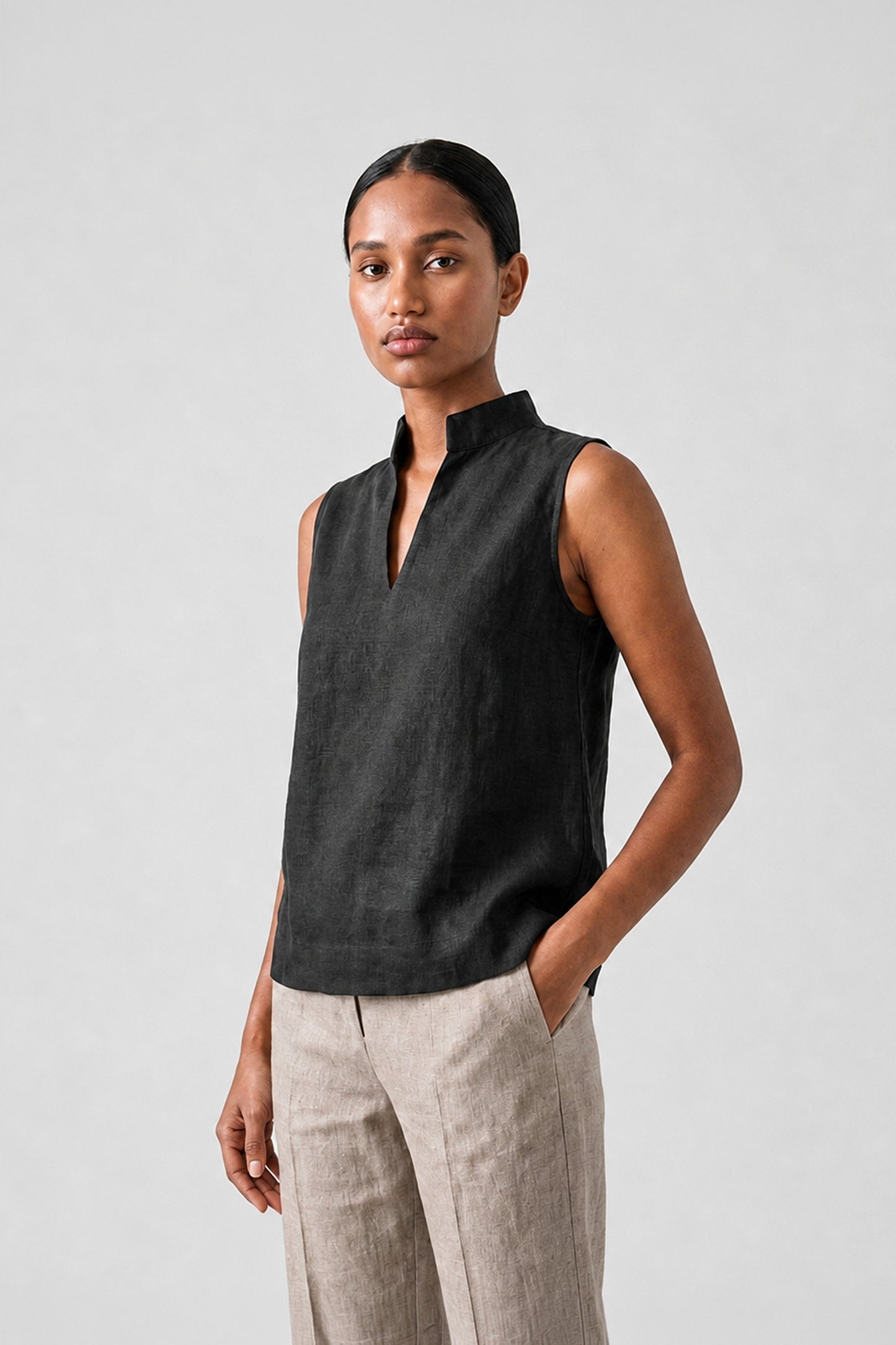 Black Linen Top