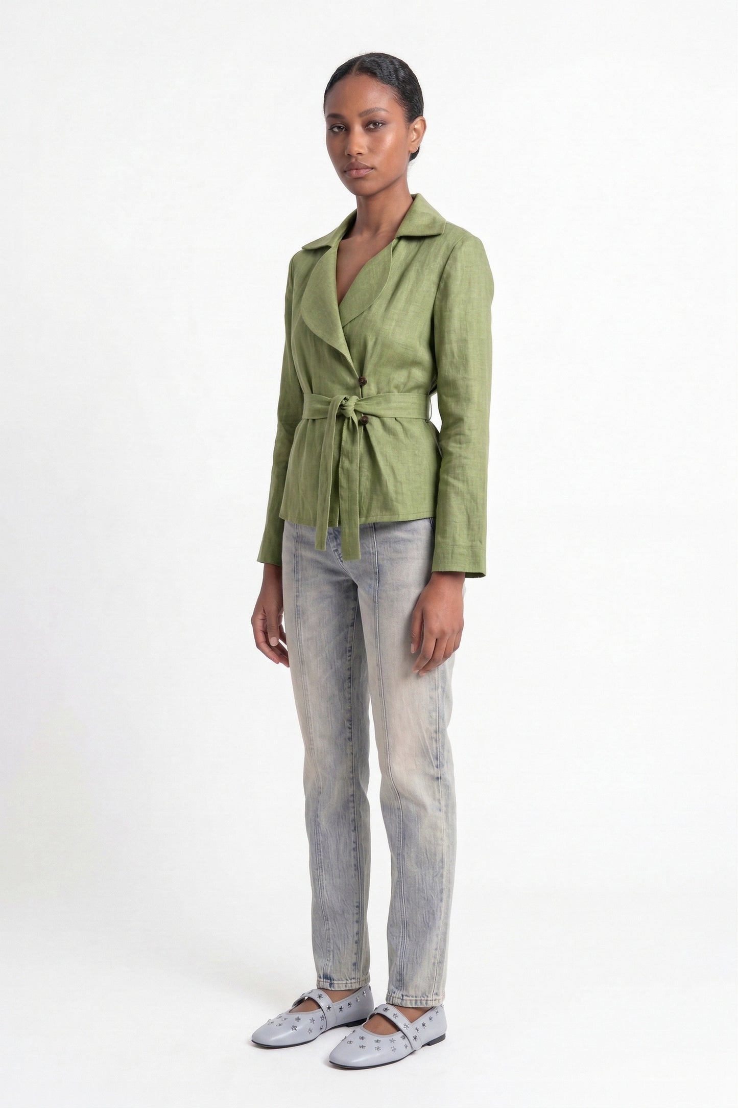 Lime green linen jacket
