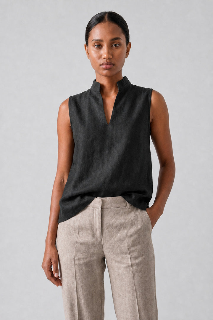 Black Linen Top