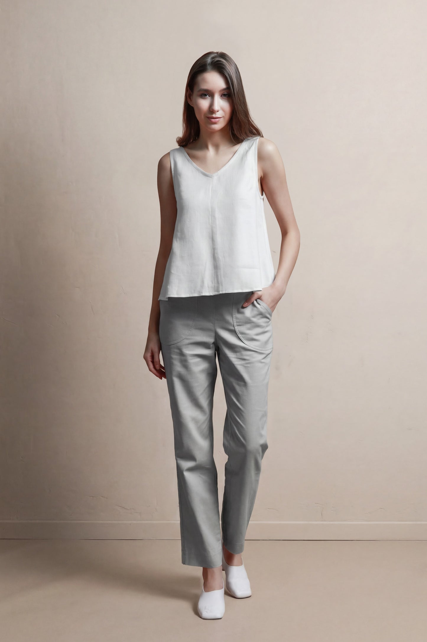 White linen tank