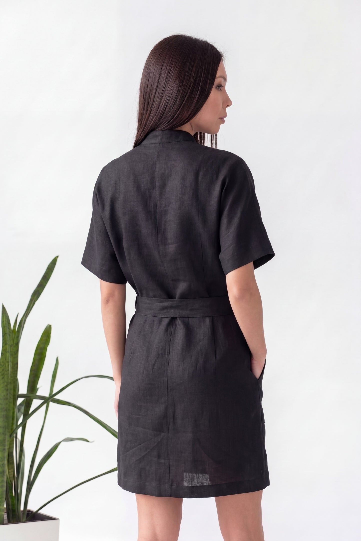 Black linen dress