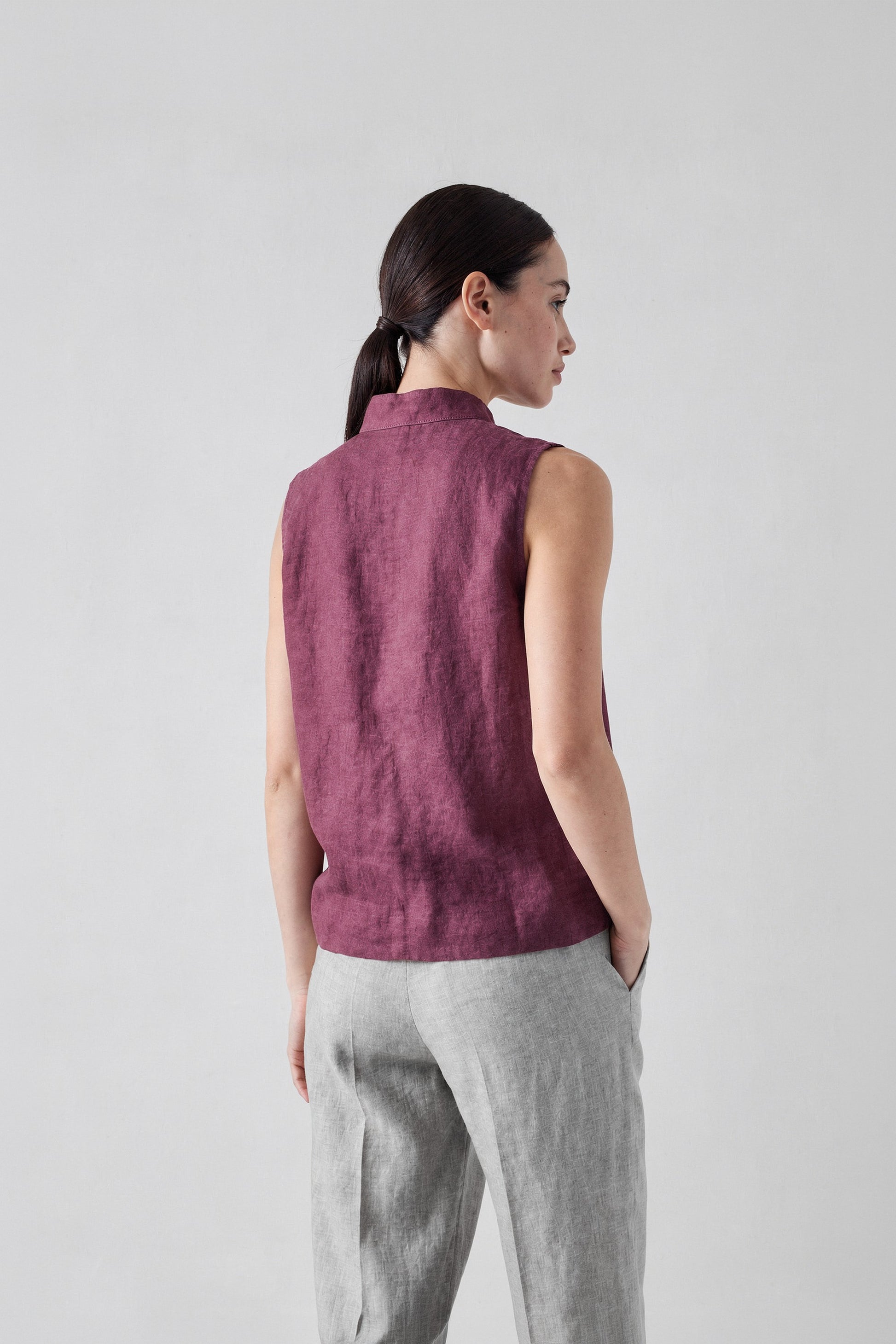 Purple Linen Top – MERCES | Back View
