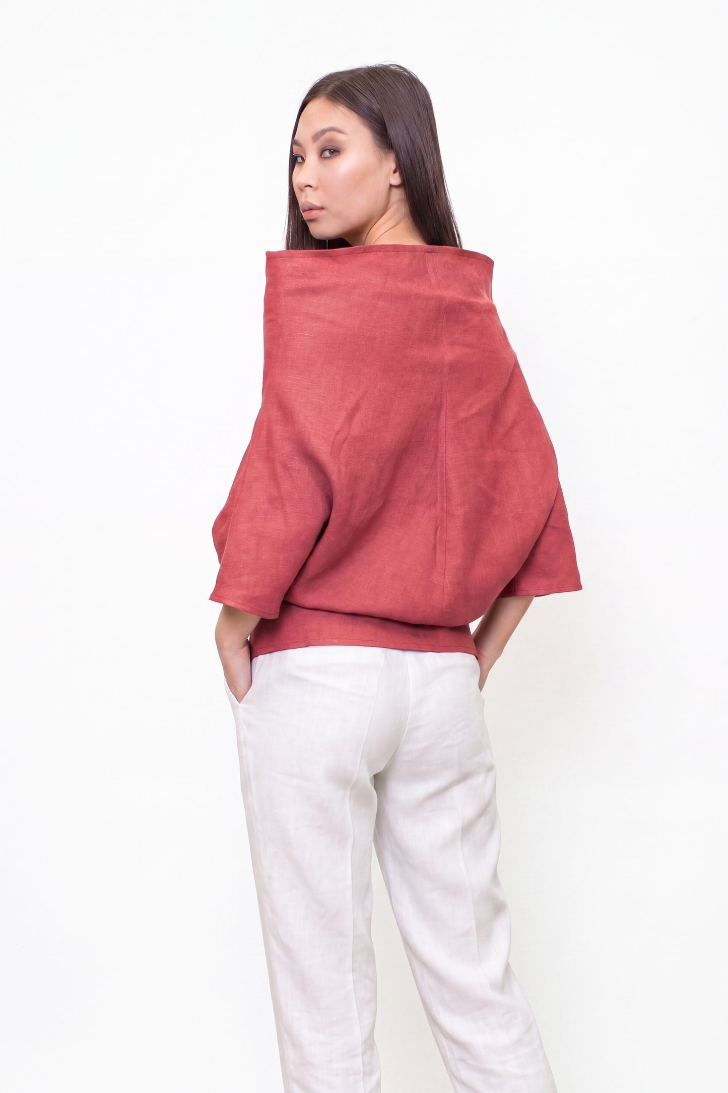 Red linen tunic